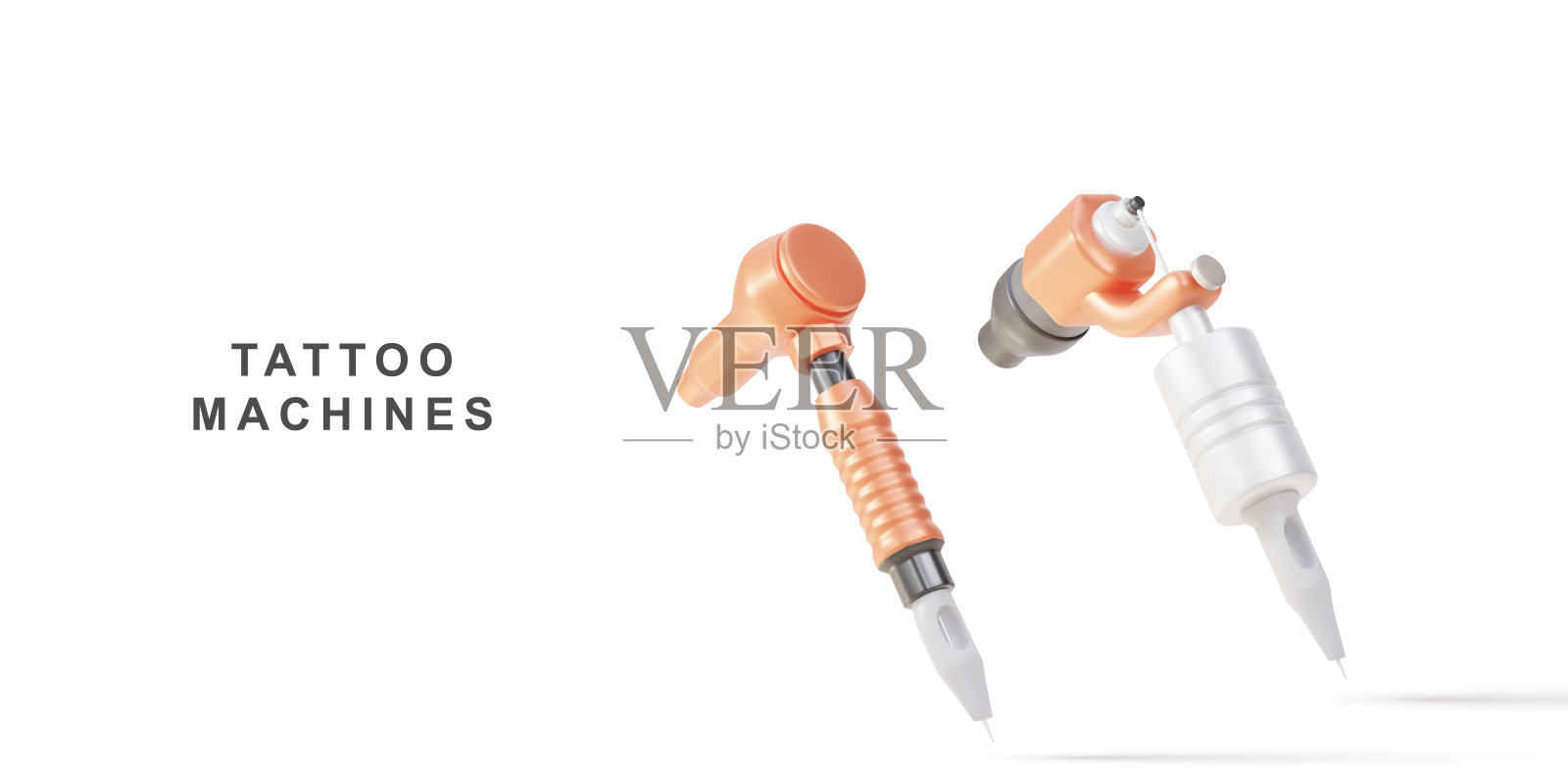 3d逼真的两个纹身机。矢量插图。插画图片素材