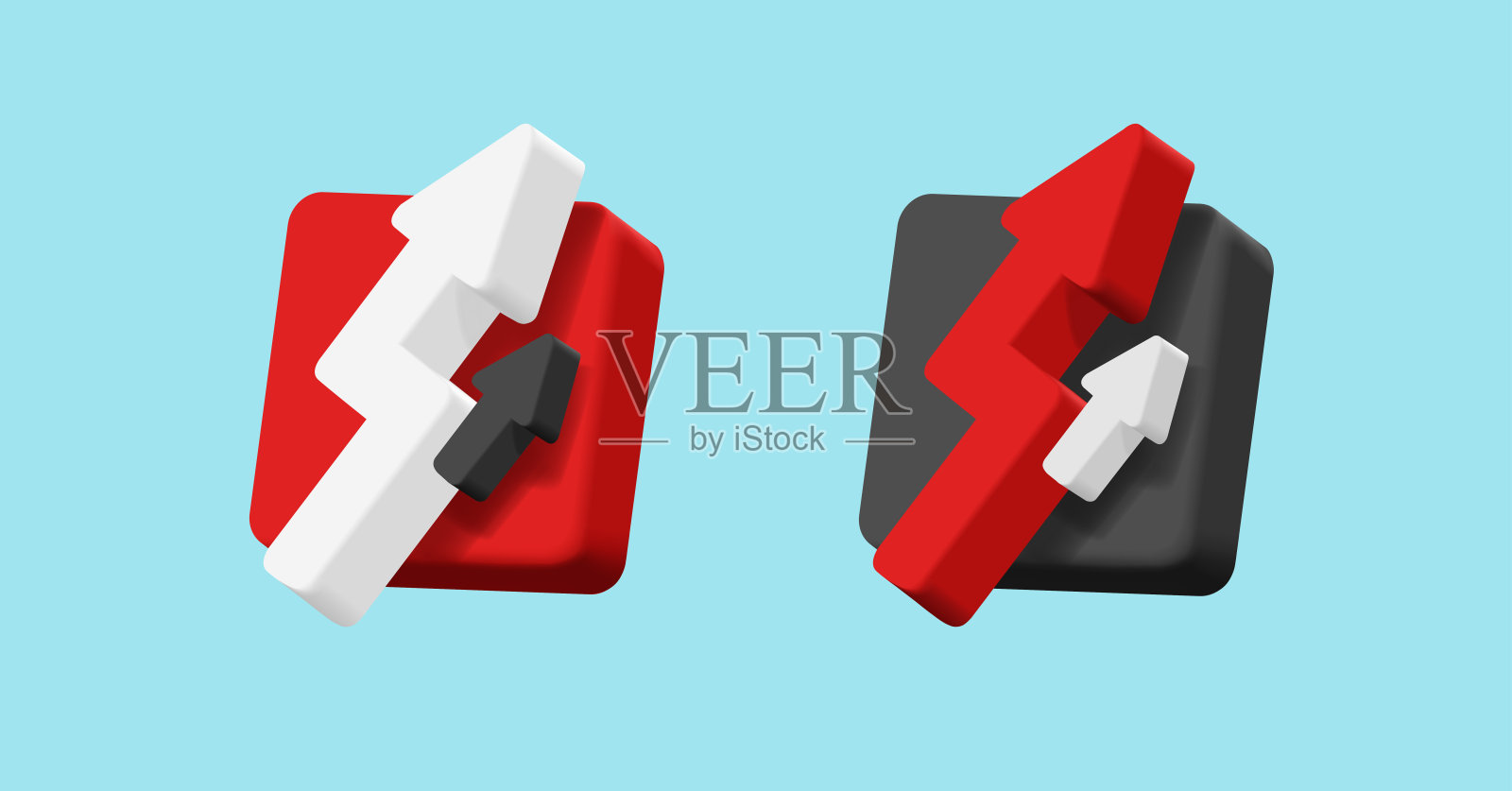 带有体积箭头的3d体积方形徽章,渲染风格的插图,商业数字图标图标素材