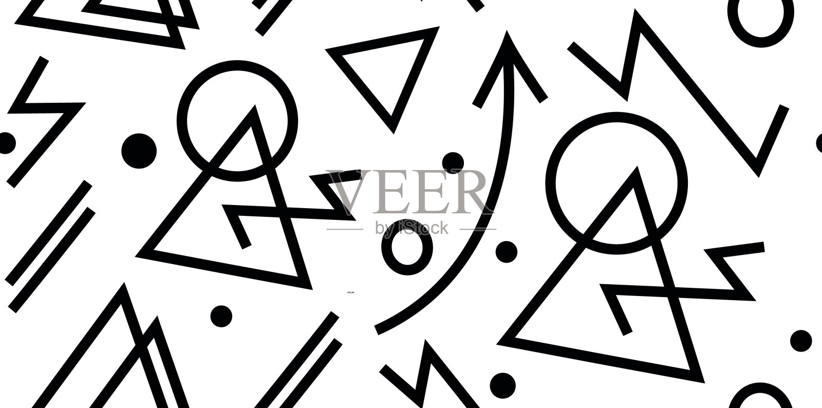 无缝的线条,形状,圆,涂鸦,点。极简主义风格的抽象背景。单色图案印刷,纸张,网页设计。矢量艺术插图。插画图片素材