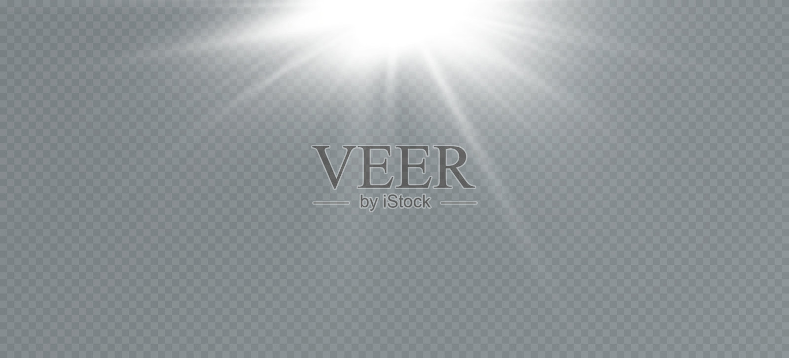 白色的闪光。明亮的恒星。发光破裂。阳光照射在透明的背景上。插画图片素材