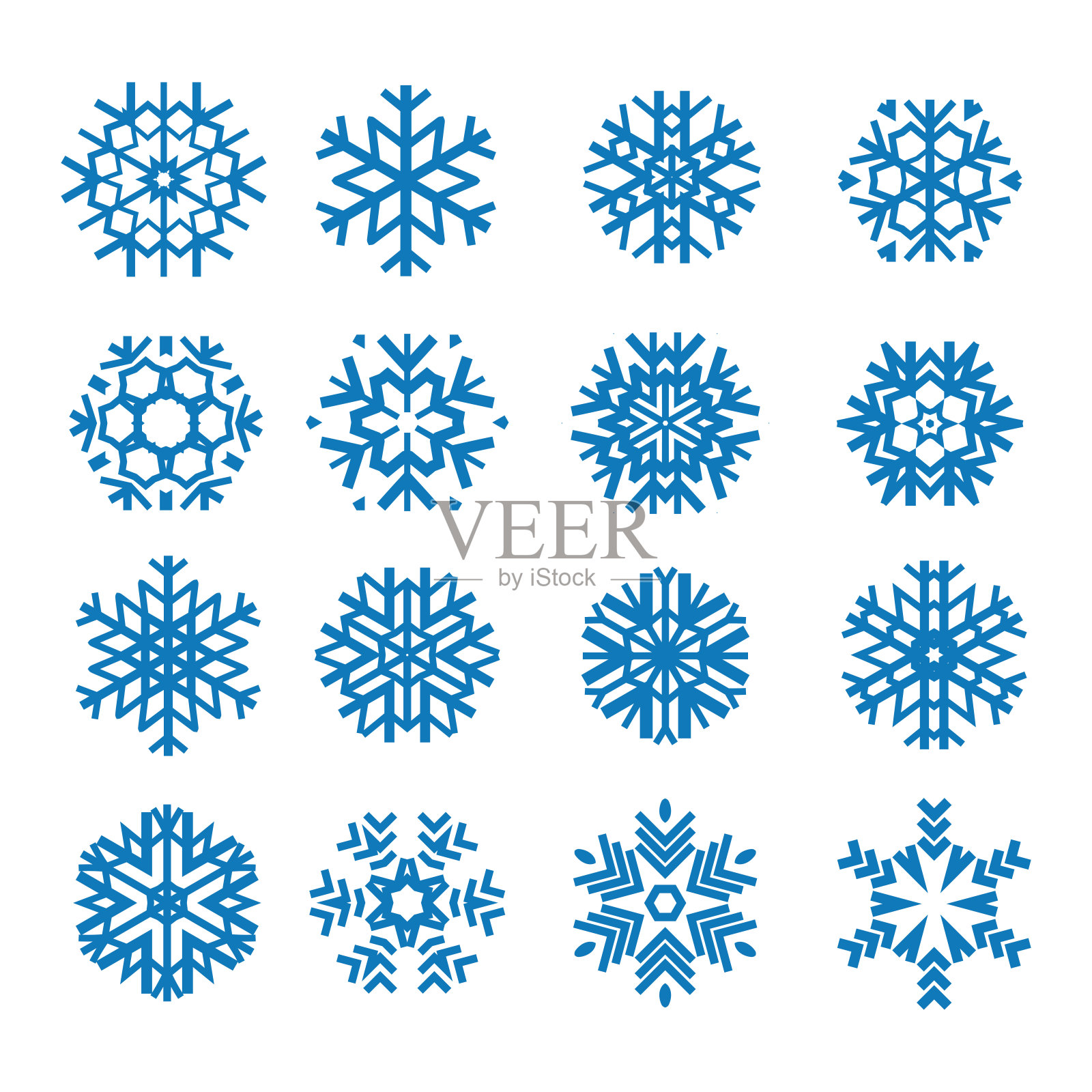 一套装饰性的雪花。插画图片素材