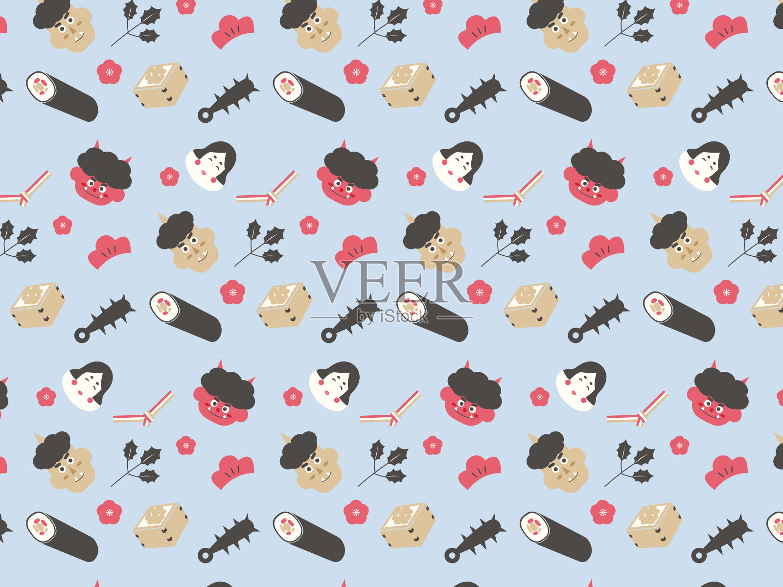 传统日本历法中冬日最后一天的图案。插画图片素材