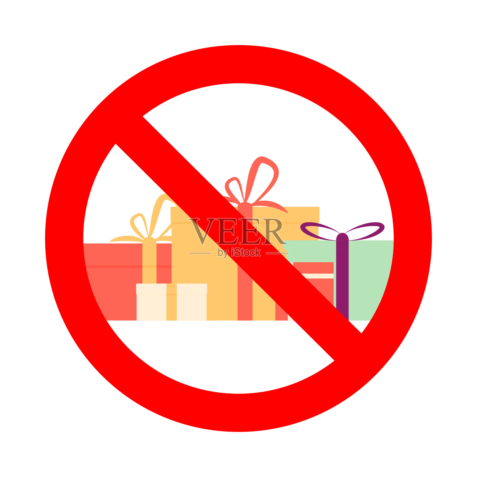 禁止礼物符号的事件,生日,圣诞节和新年插画图片素材