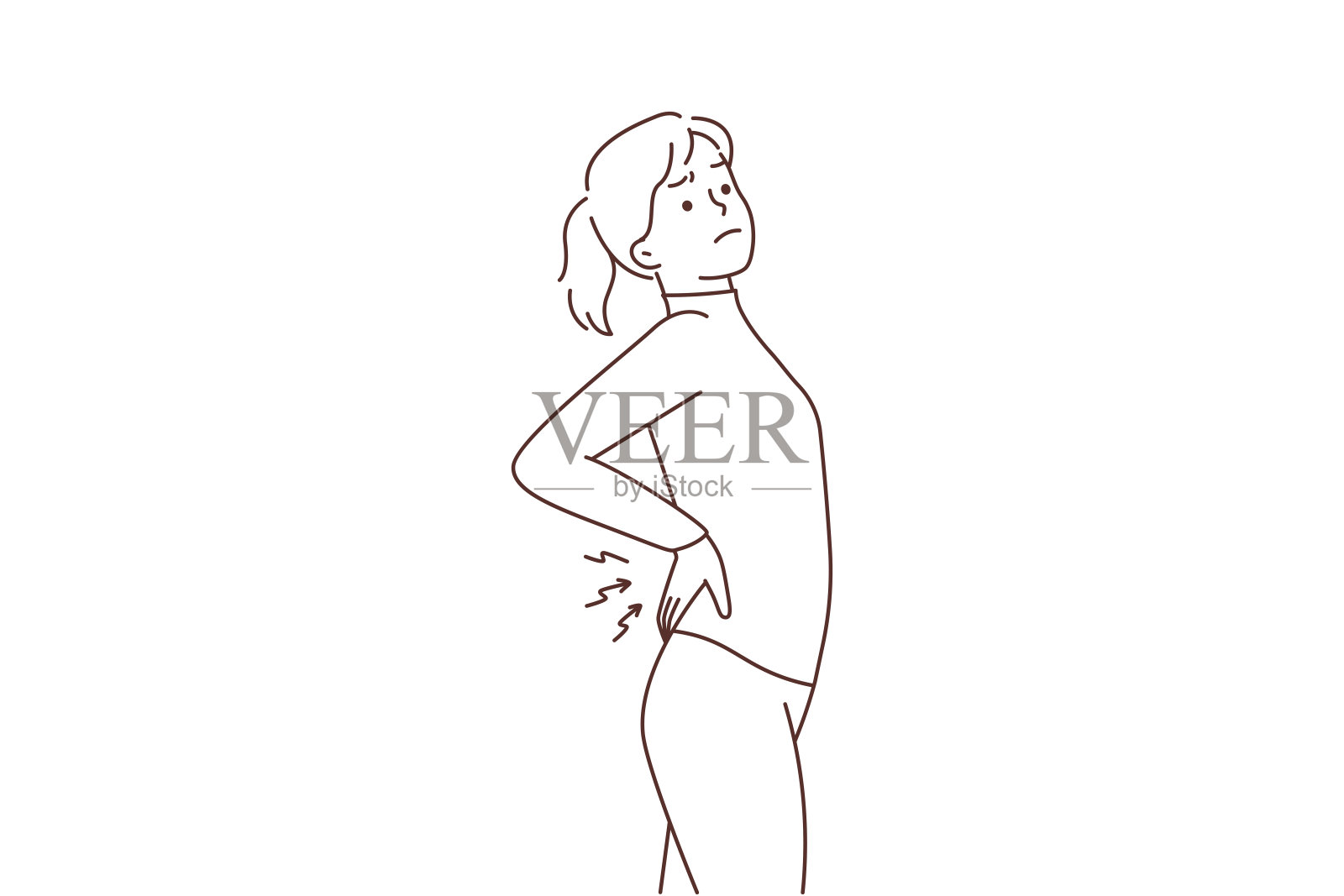不健康的女人会腰疼插画图片素材