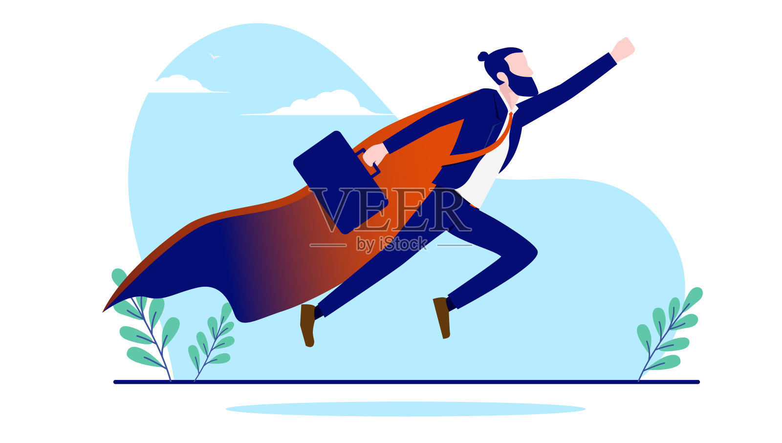 商人超级英雄平面设计插画图片素材