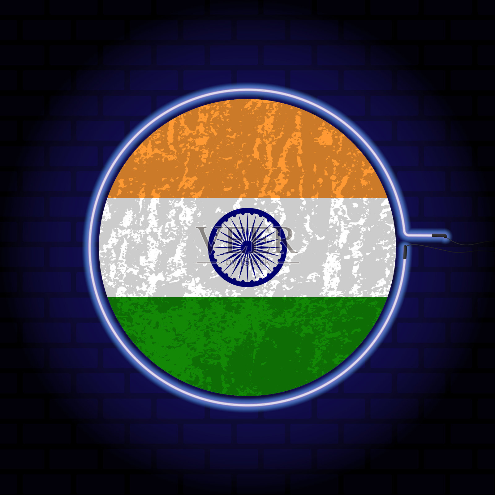 墙壁背景上的印度霓虹灯垃圾旗。矢量插图。插画图片素材