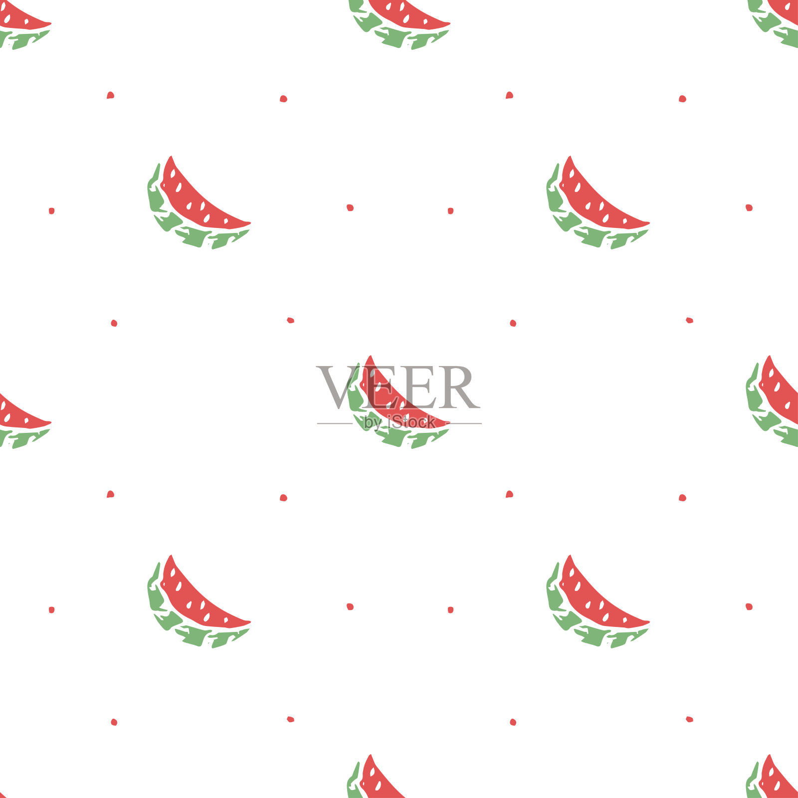 无缝西瓜图案。矢量涂鸦插图与西瓜。西瓜图案插画图片素材