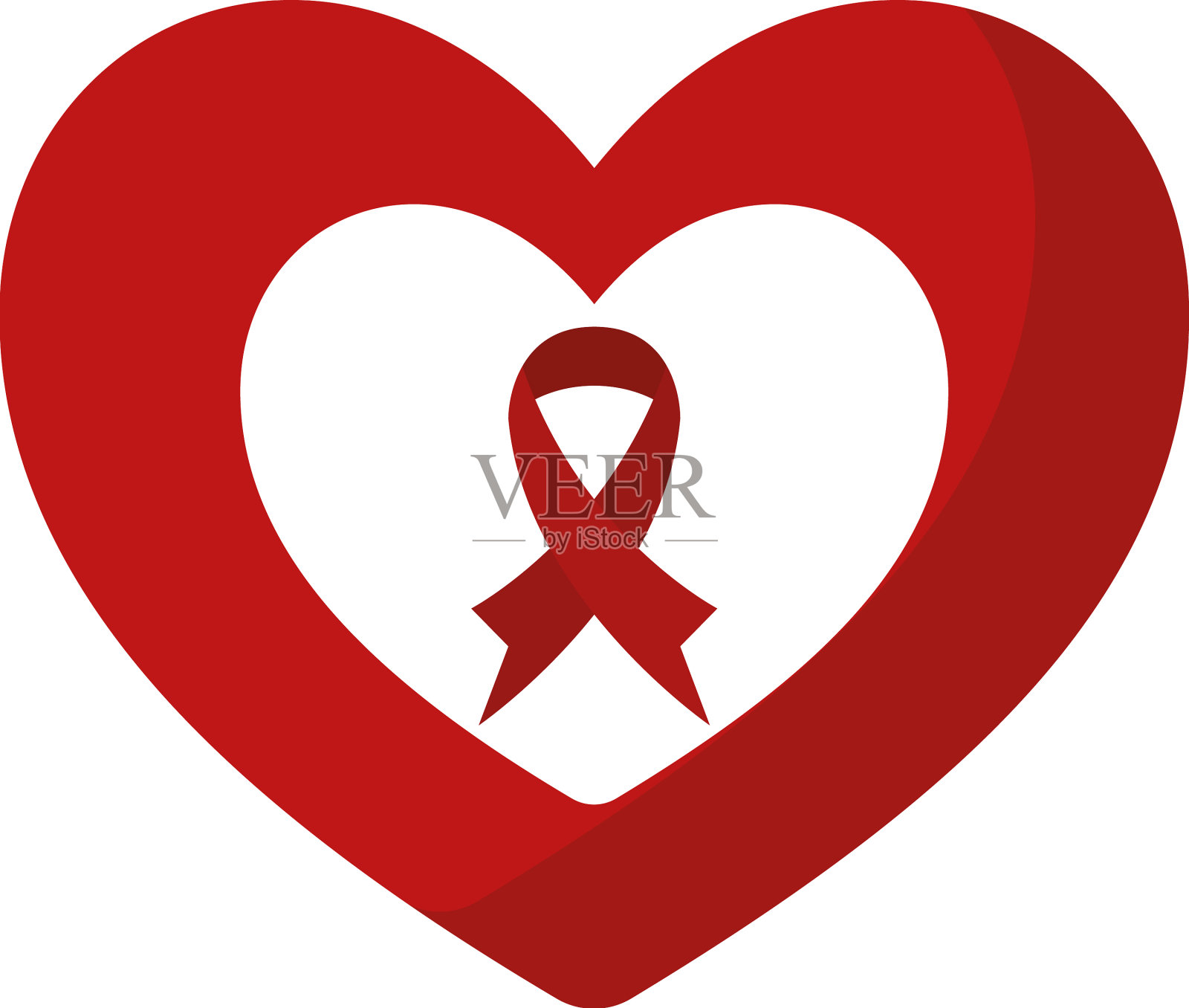 心脏上的HIV日彩带插画图片素材