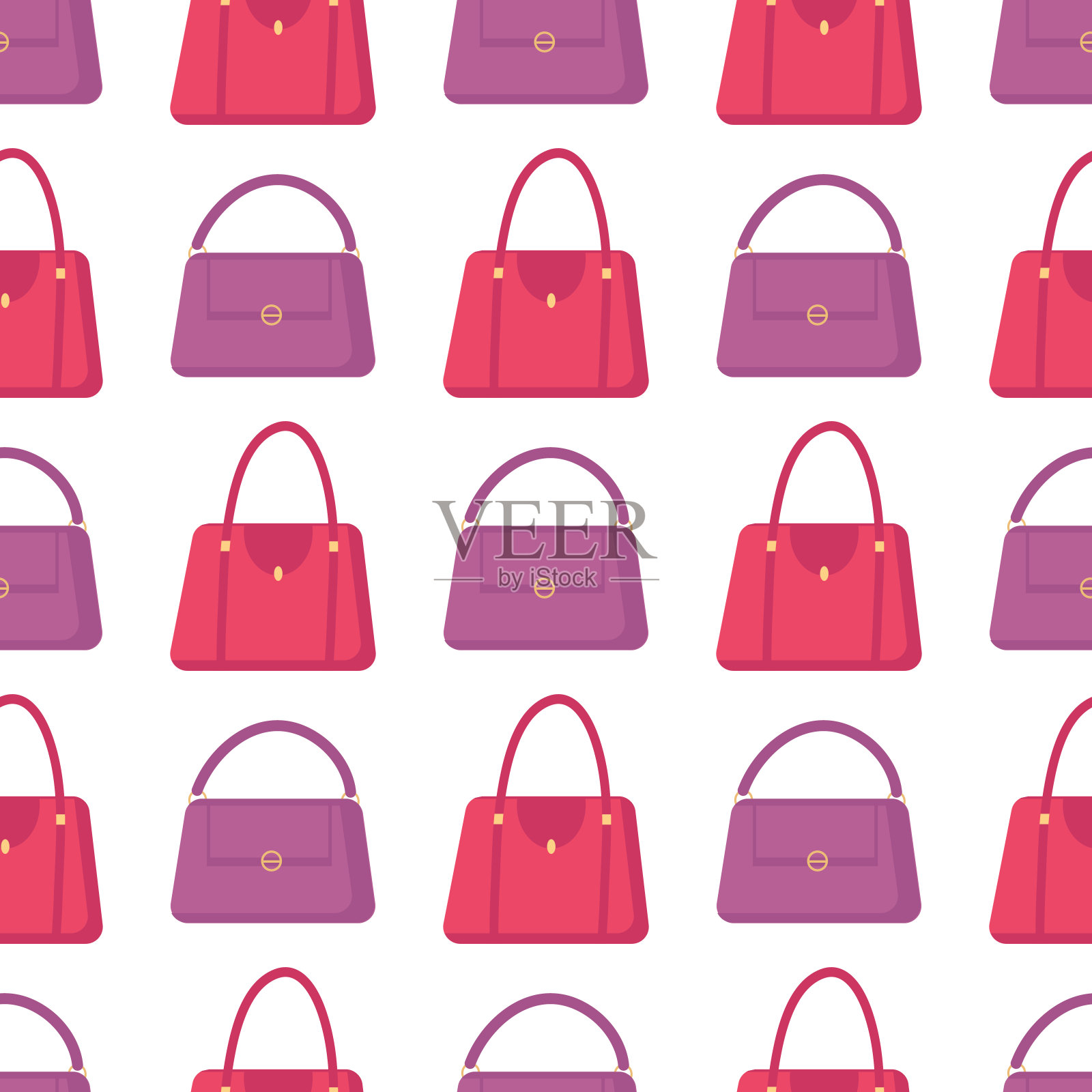白色上有粉红色和紫色的包包图案插画图片素材