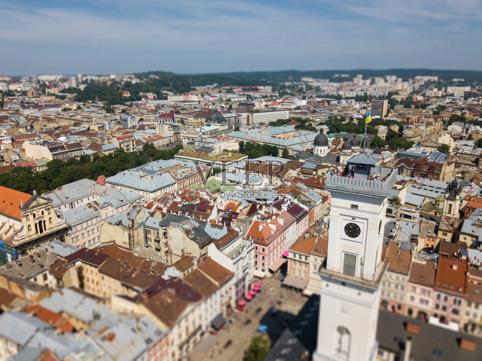乌克兰利沃夫,全景,市区鸟瞰,城市的历史部分,无人机照片摄影图片