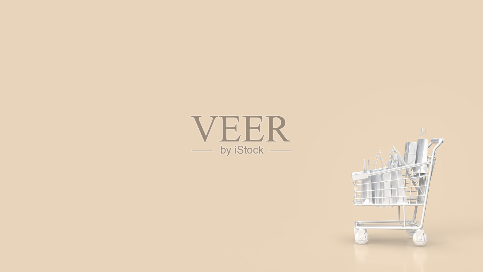 白色购物车的市场或业务概念3d渲染照片摄影图片