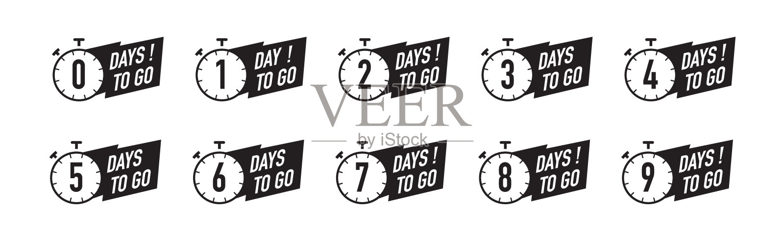 天去定时器符号设置黑色的颜色平面风格插画图片素材