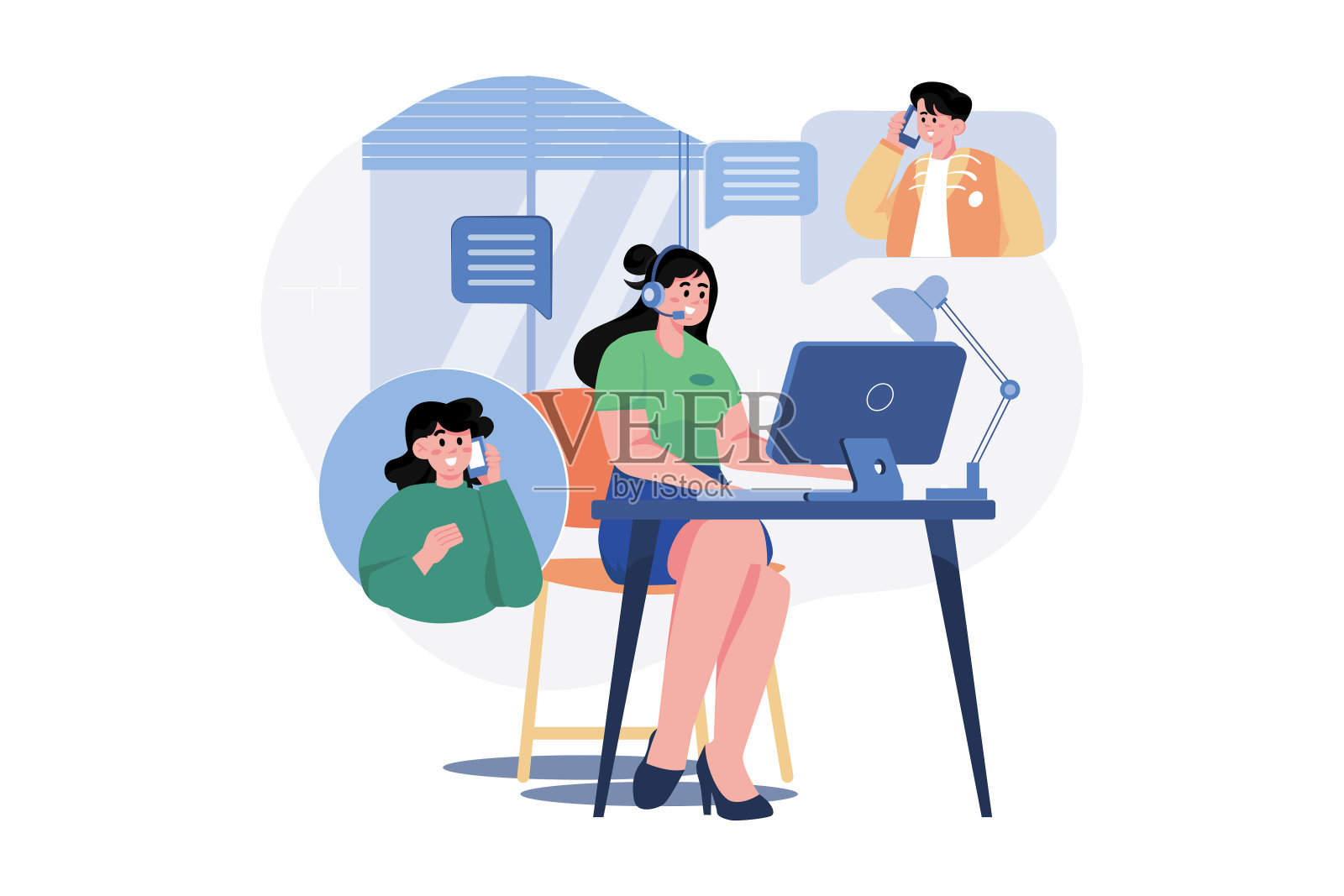 客户支持和指南白色背景上的插图概念插画图片素材