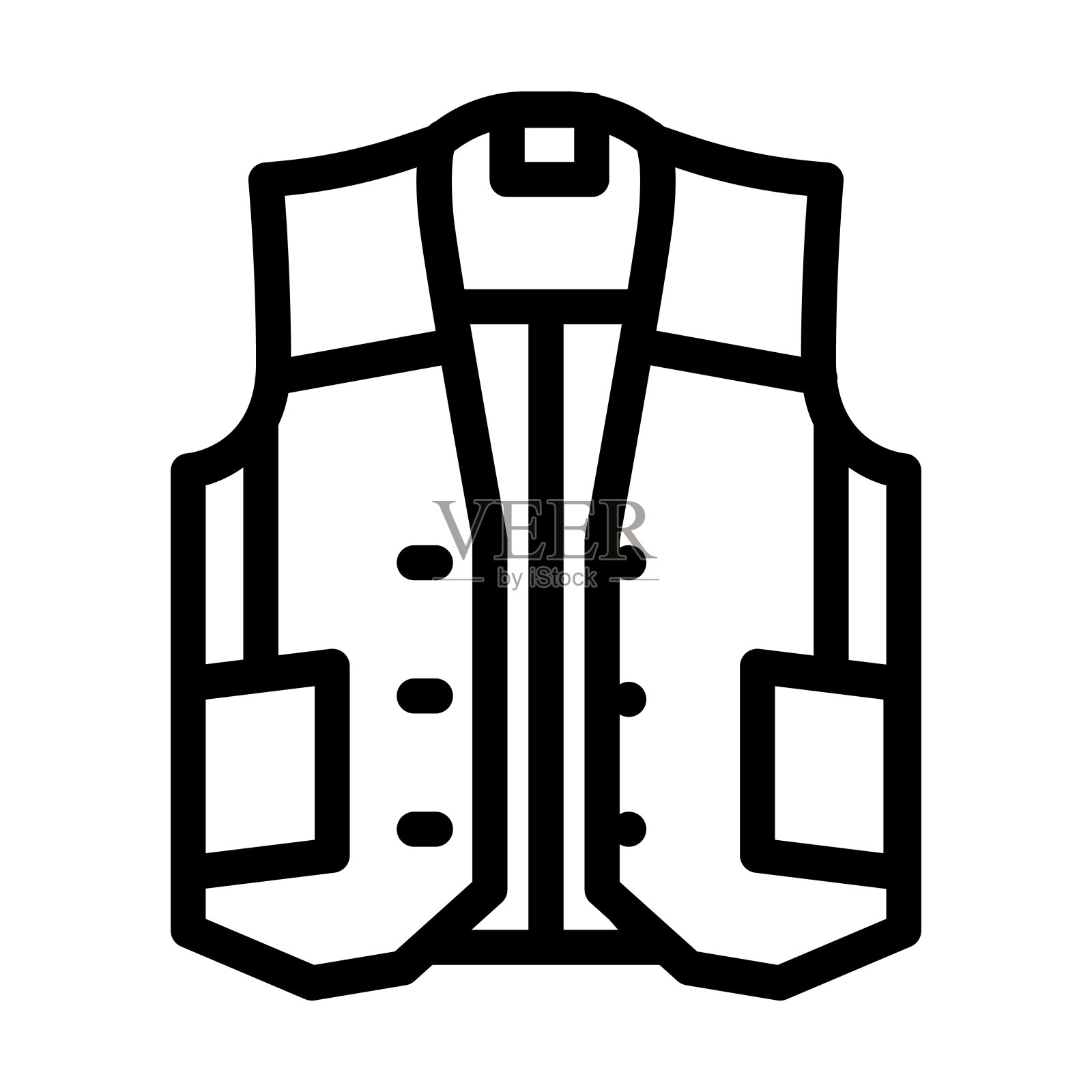 背心牛仔线图标矢量插图插画图片素材