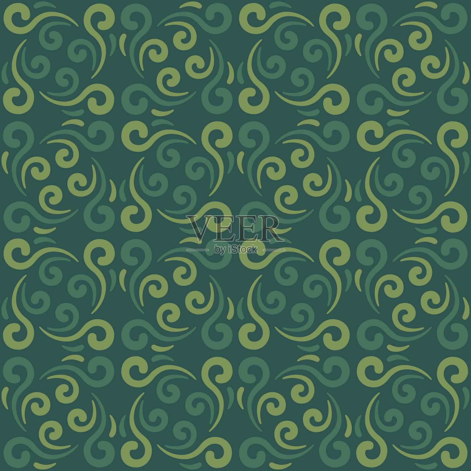 传统风格的无缝瓷砖图案。简单抽象的螺旋形状。平面矢量图形。插画图片素材