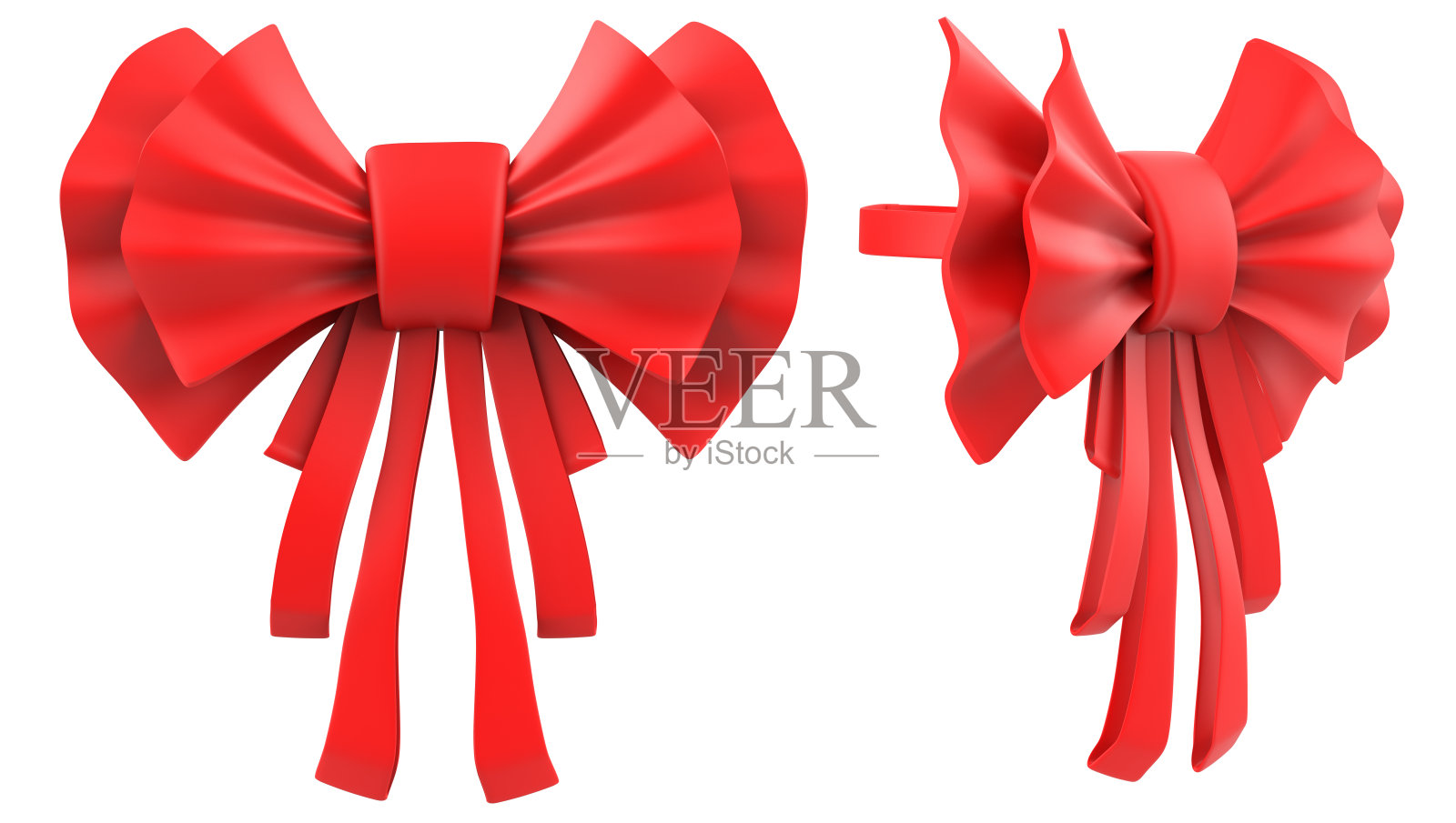 孤立的三维渲染插图的红色蝴蝶结。照片摄影图片