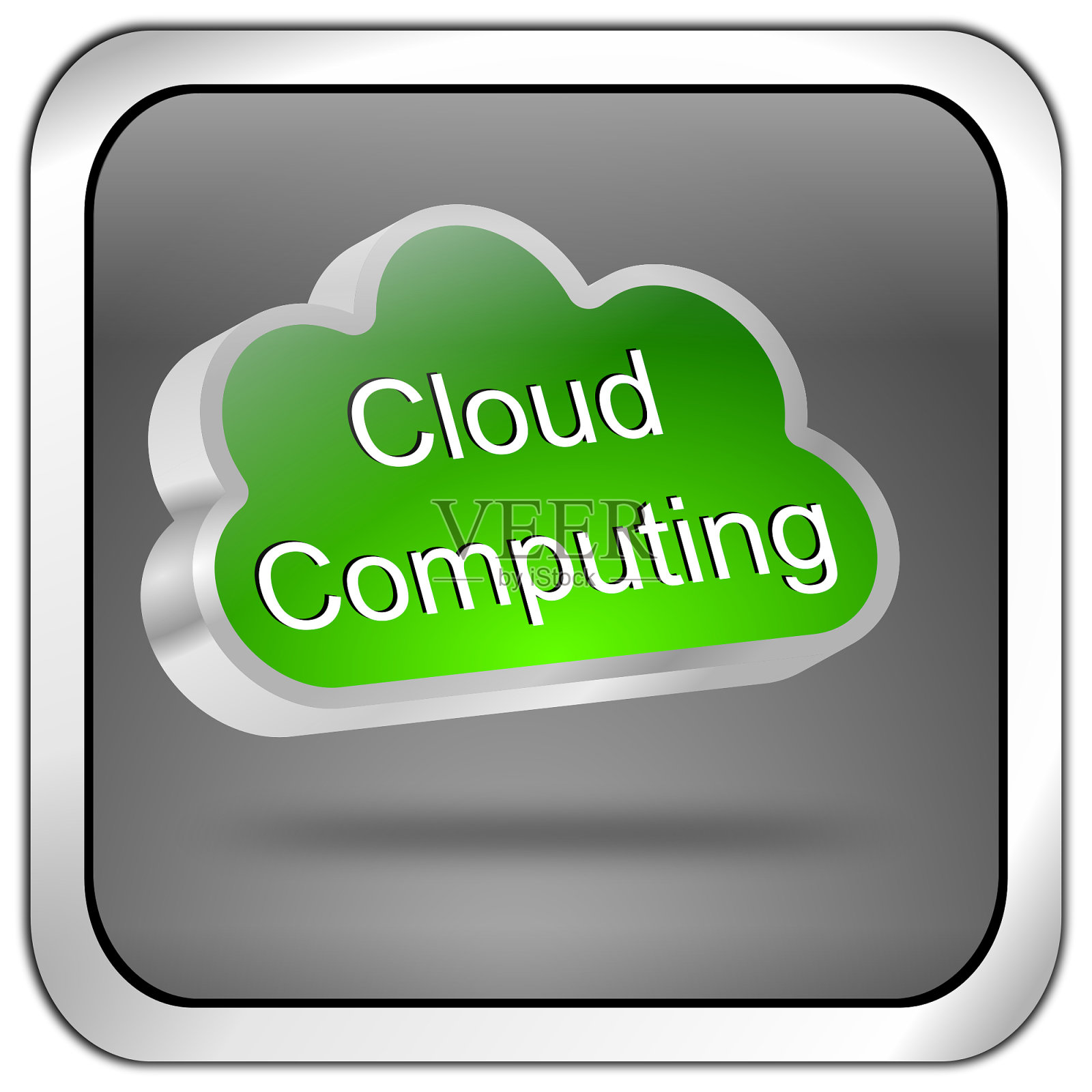 云计算按钮- 3D插图照片摄影图片