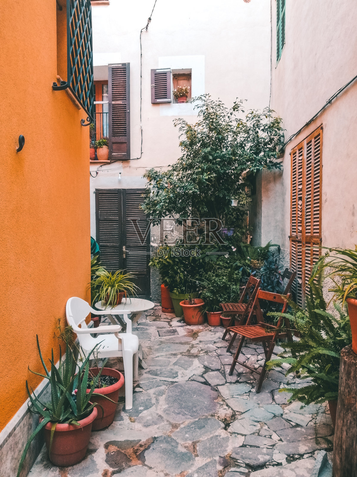 马略卡岛的街景照片摄影图片