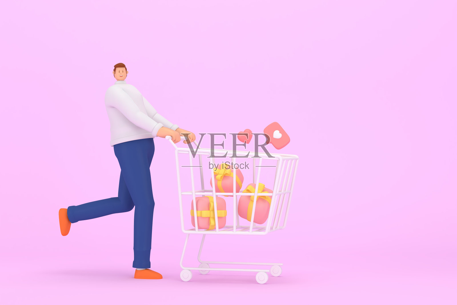 三维人物在情人节的节日。三维渲染图形资源。插画图片素材