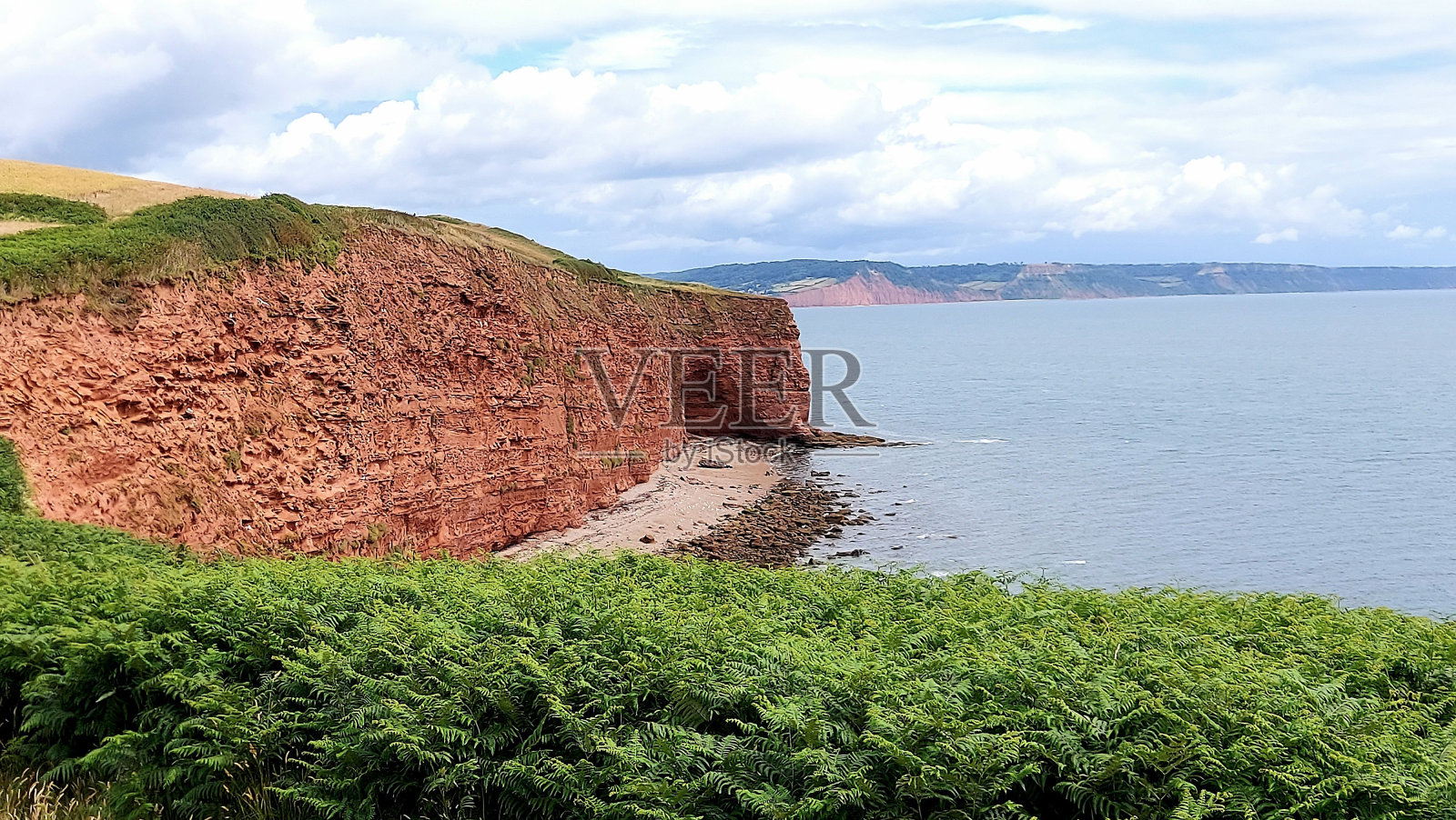 俯瞰海岸的悬崖上的草地风景照片摄影图片