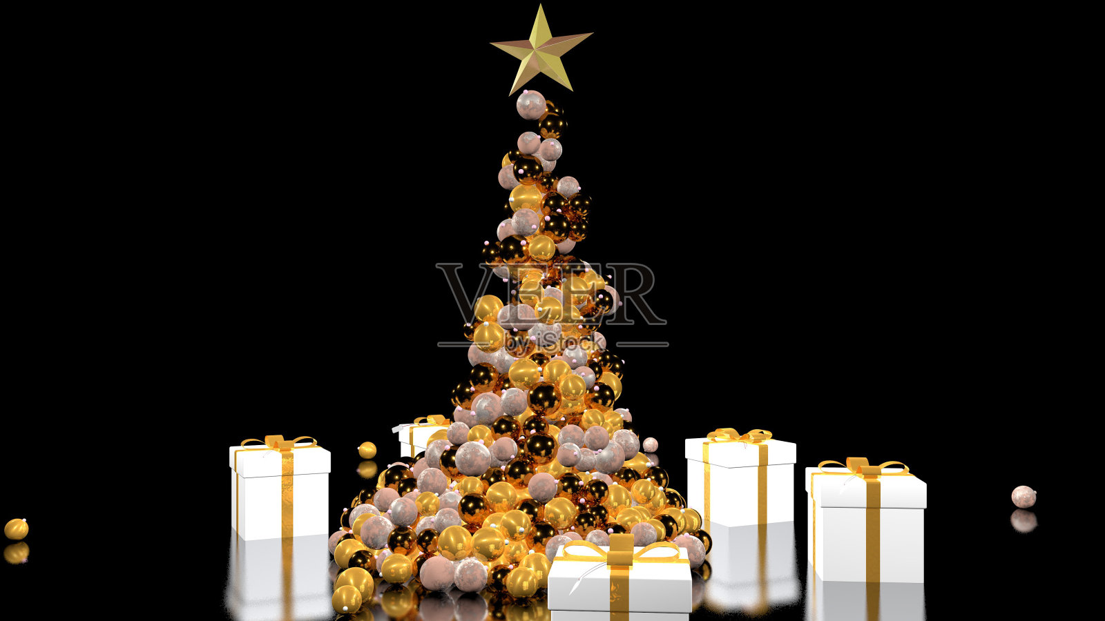 美丽的动画圣诞树。三维渲染照片摄影图片