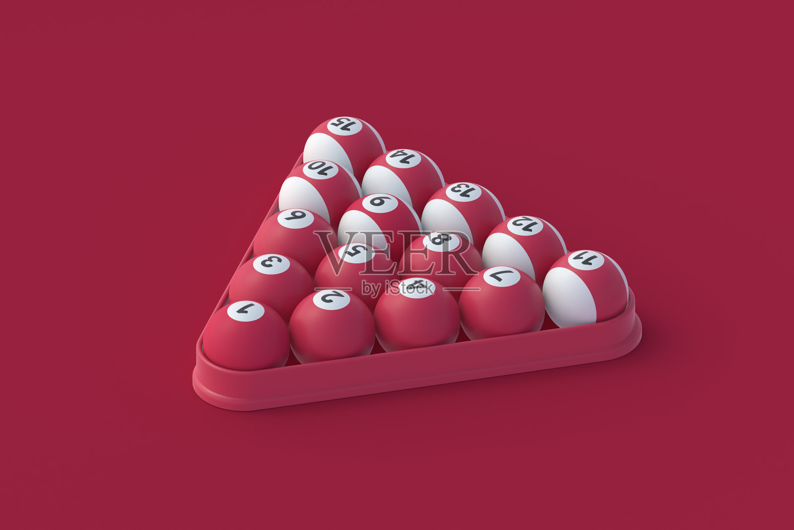 红底洋红色的台球。2023年的流行色。三维渲染照片摄影图片