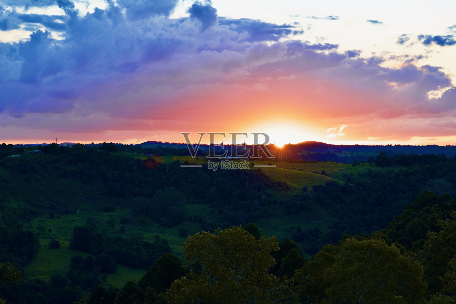 Punch and Charm Red,杏橙日落,Gerrard’s Lookout, Maleny,昆士兰照片摄影图片