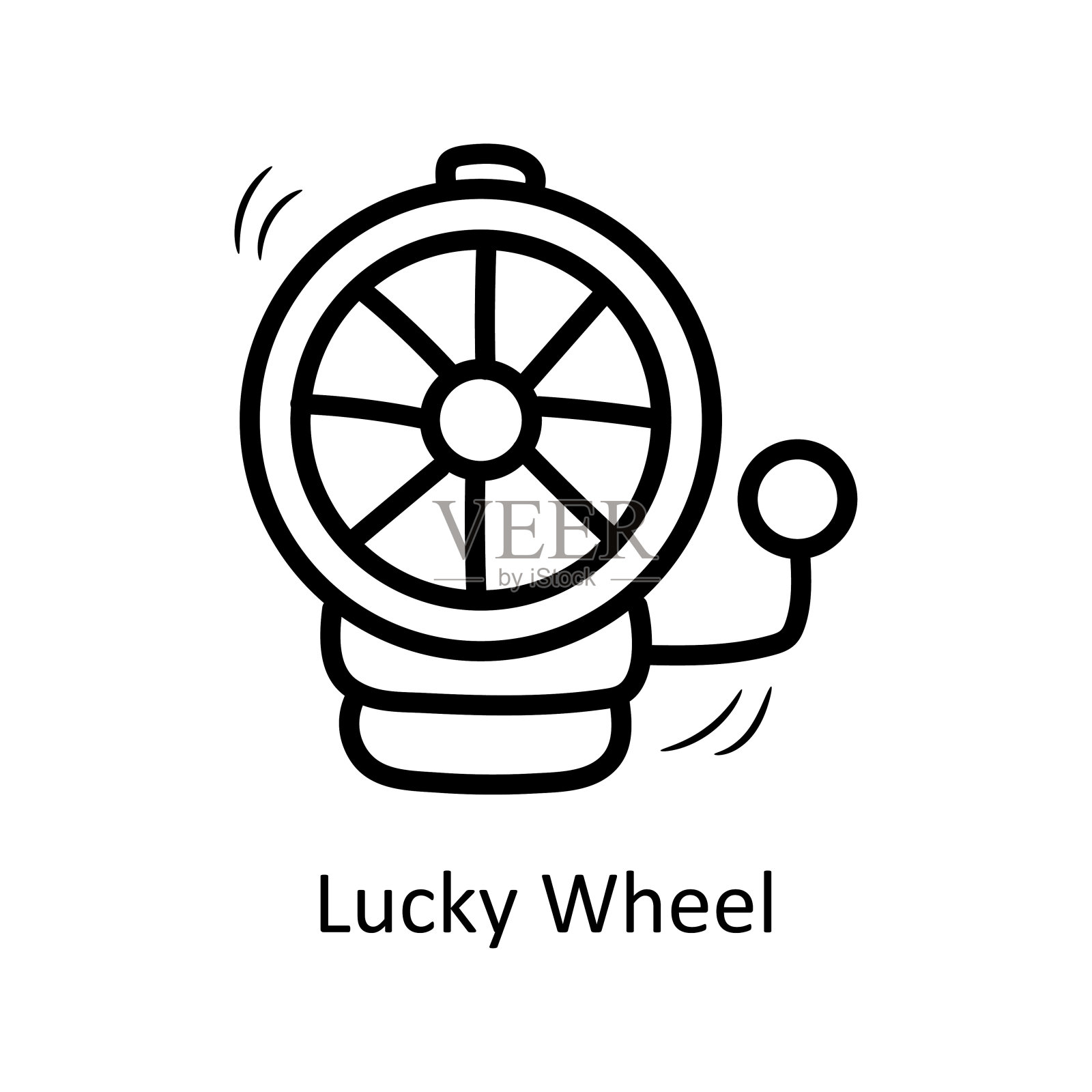 幸运轮矢量轮廓图标设计说明。娱乐符号在白色背景EPS 10文件插画图片素材