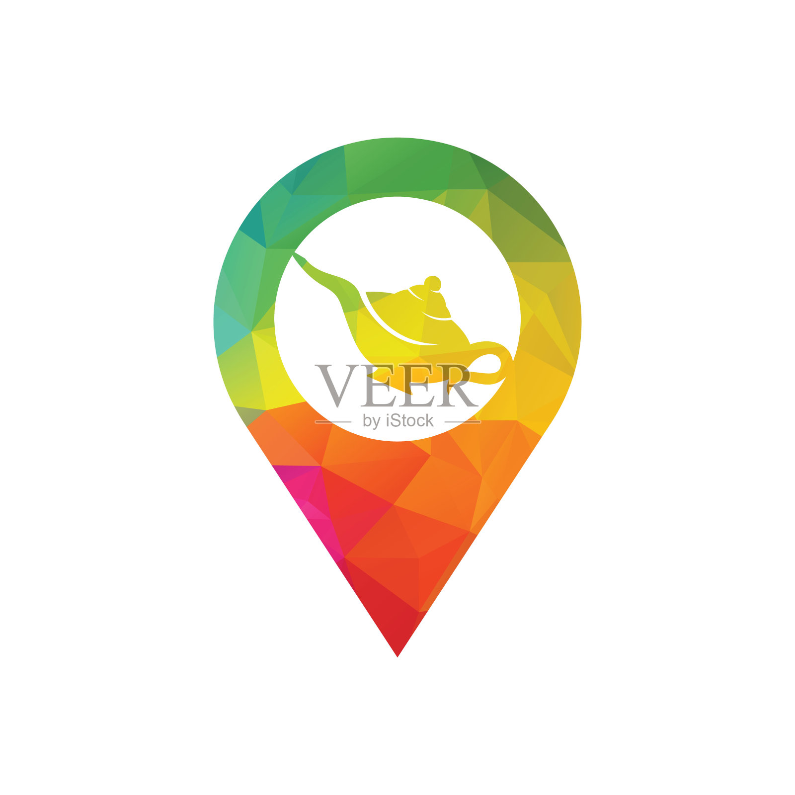 精灵神灯标志矢量设计。插画图片素材