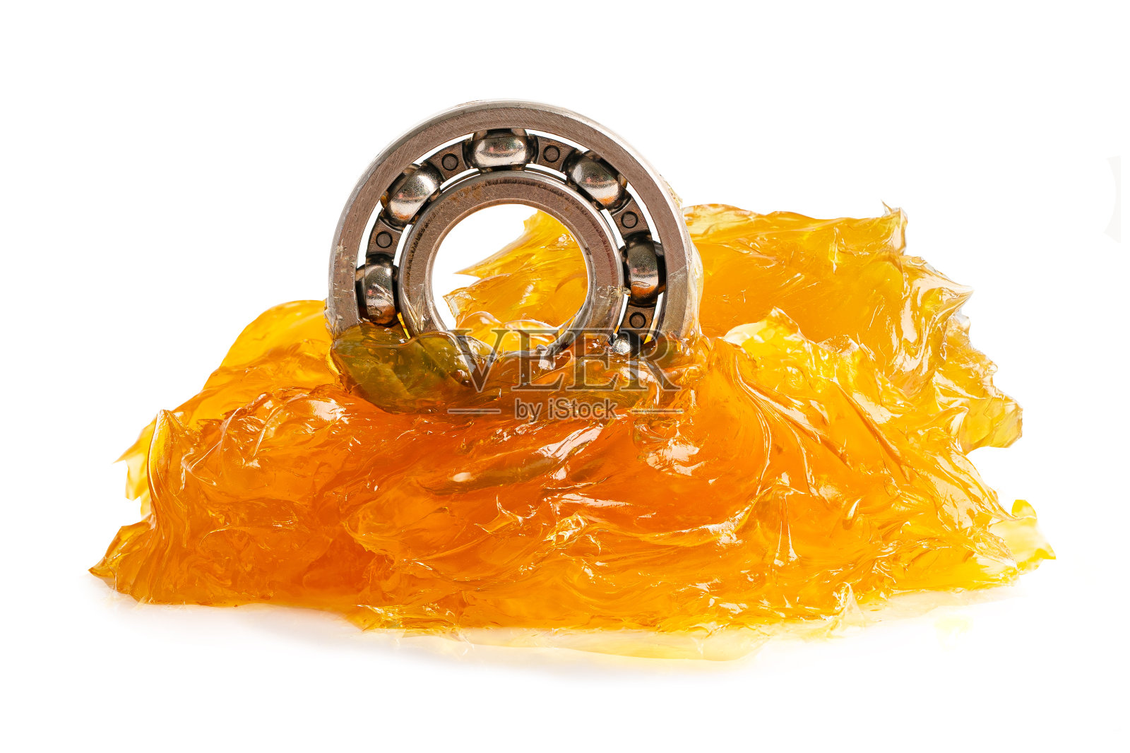 滚珠轴承与润滑脂锂机械润滑汽车和工业隔离在白色背景照片摄影图片