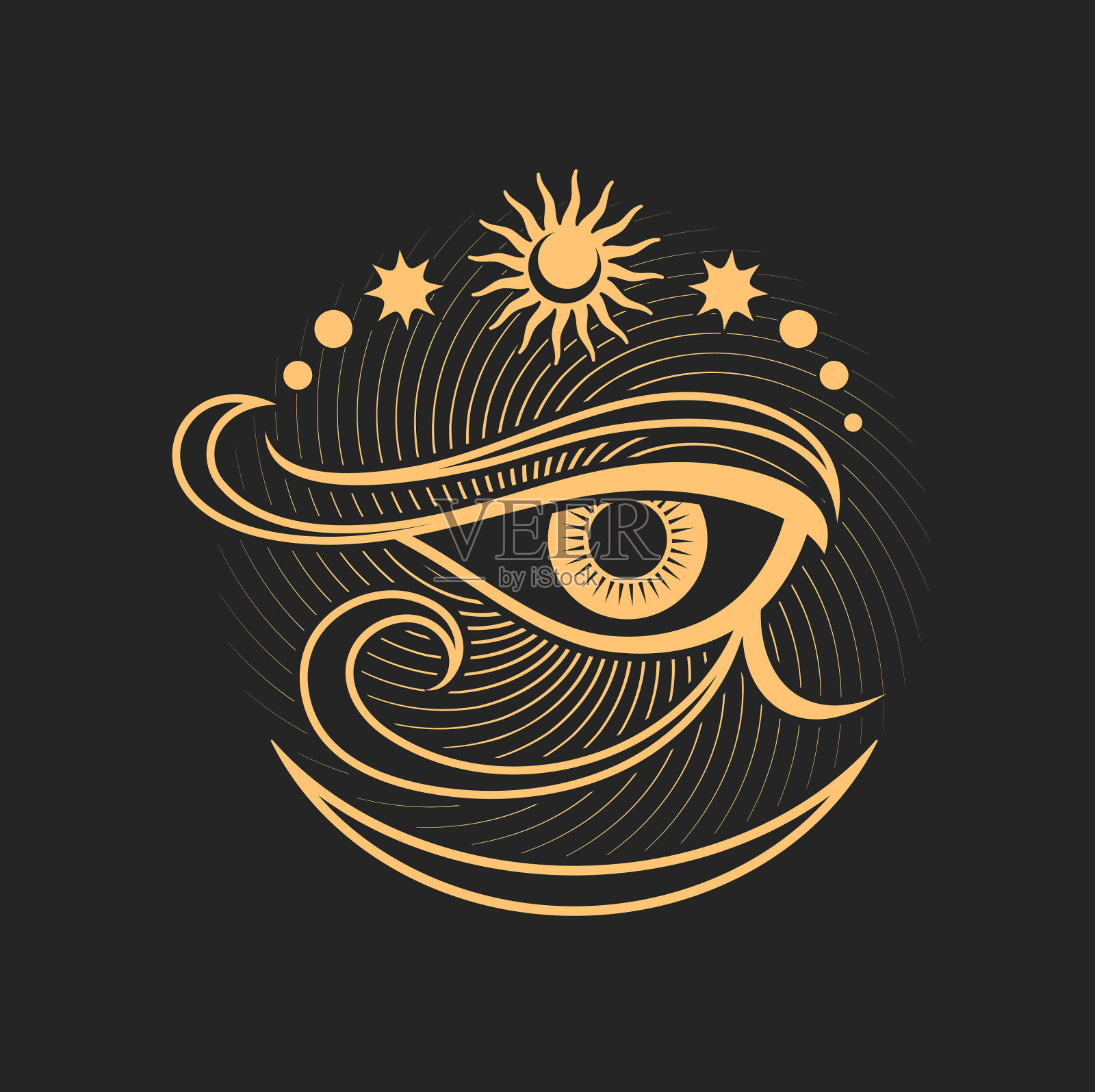 所有人都能看见月亮和星星巫术护身符插画图片素材