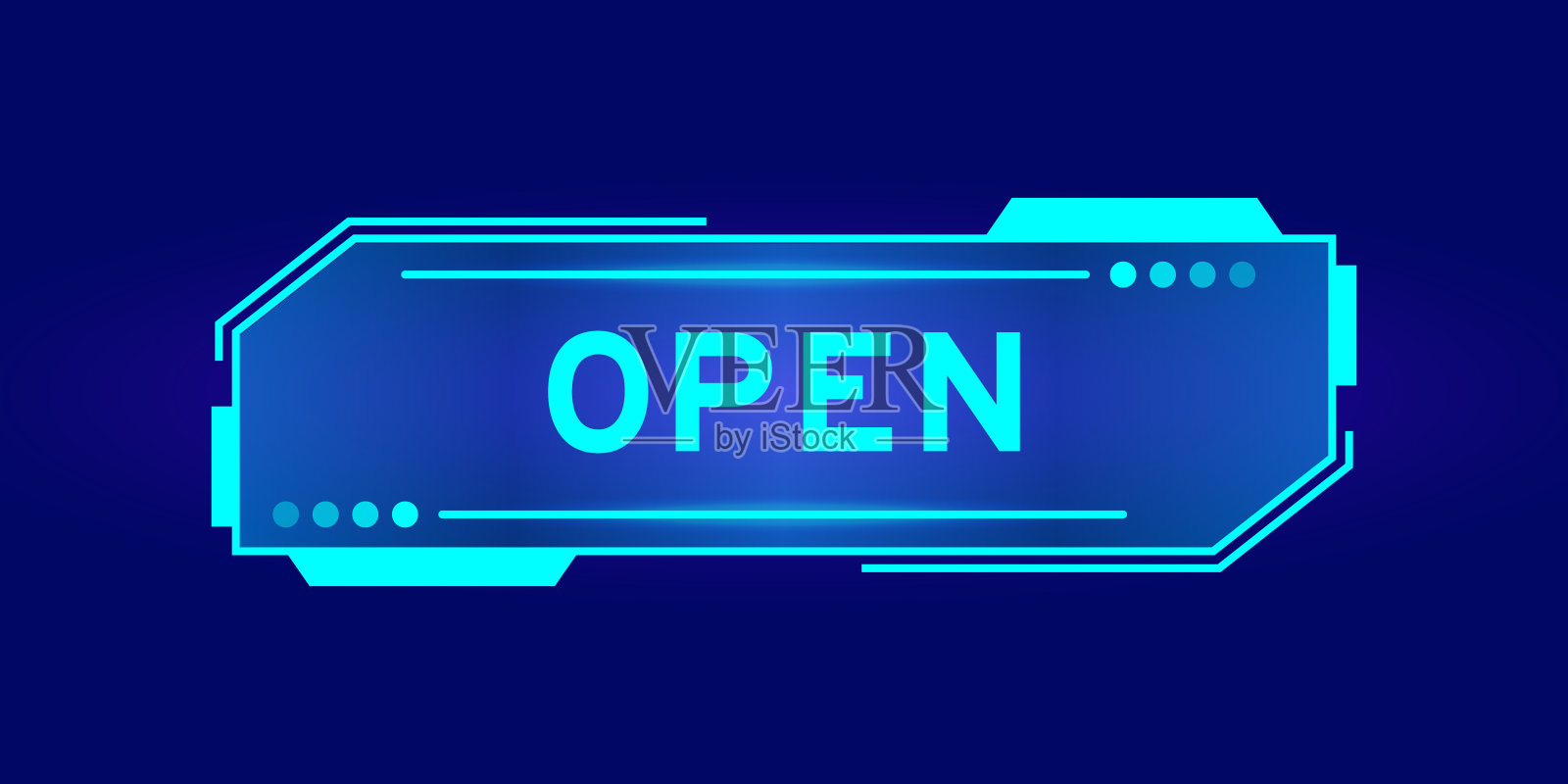 未来的hud横幅,有文字打开用户界面屏幕上的蓝色背景插画图片素材