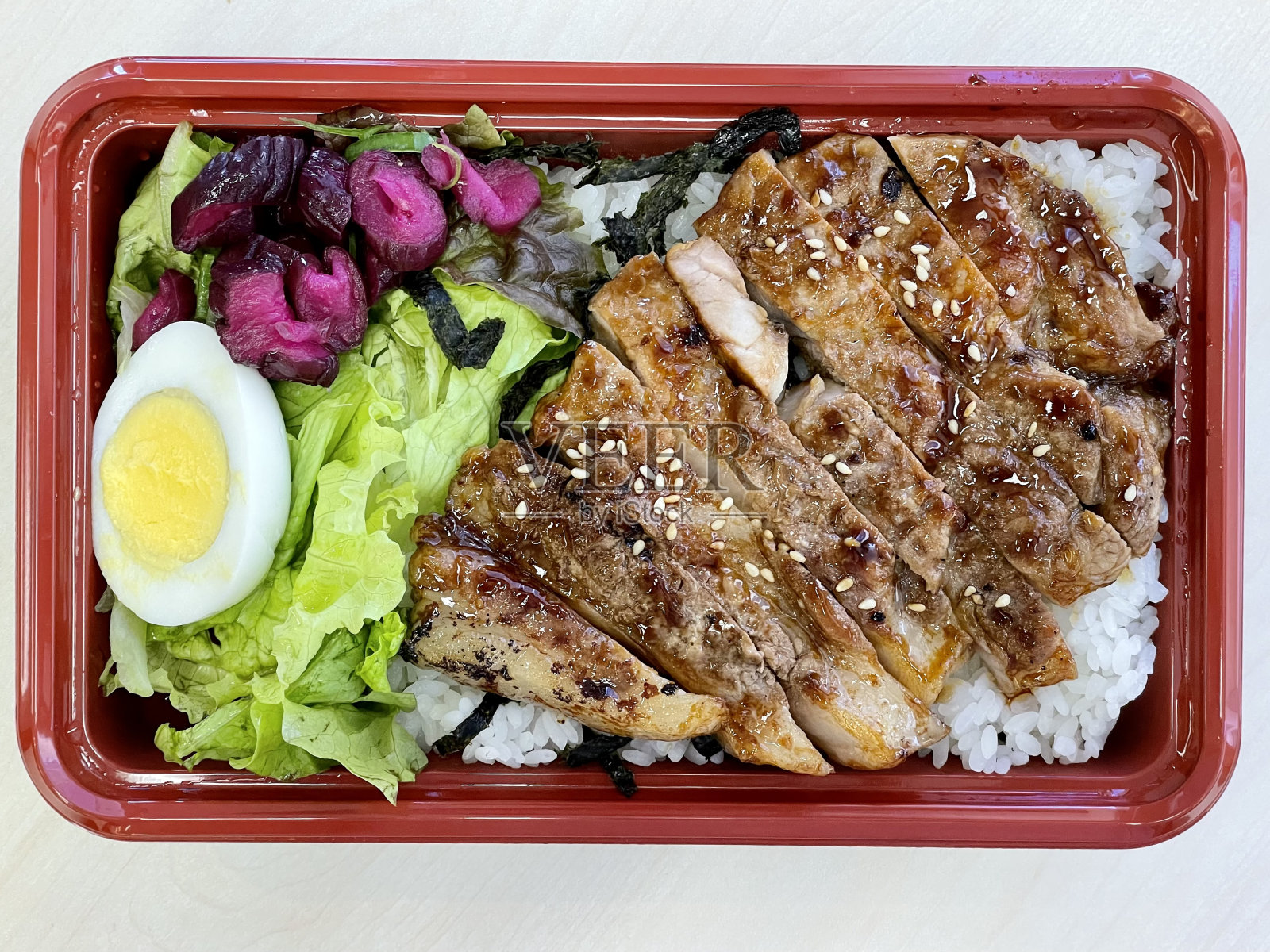 猪肉排便当盒饭照片摄影图片