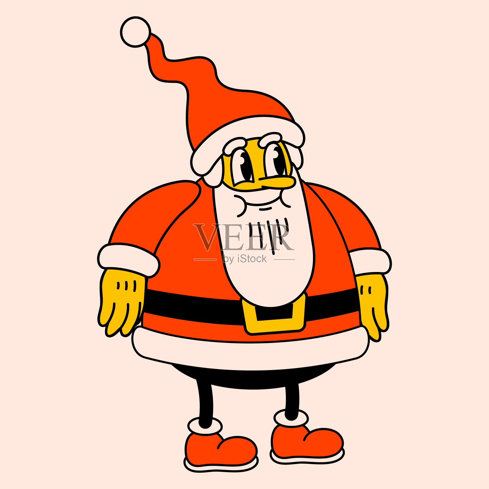 圣诞快乐新年好复古卡通人物矢量素材插画图片素材