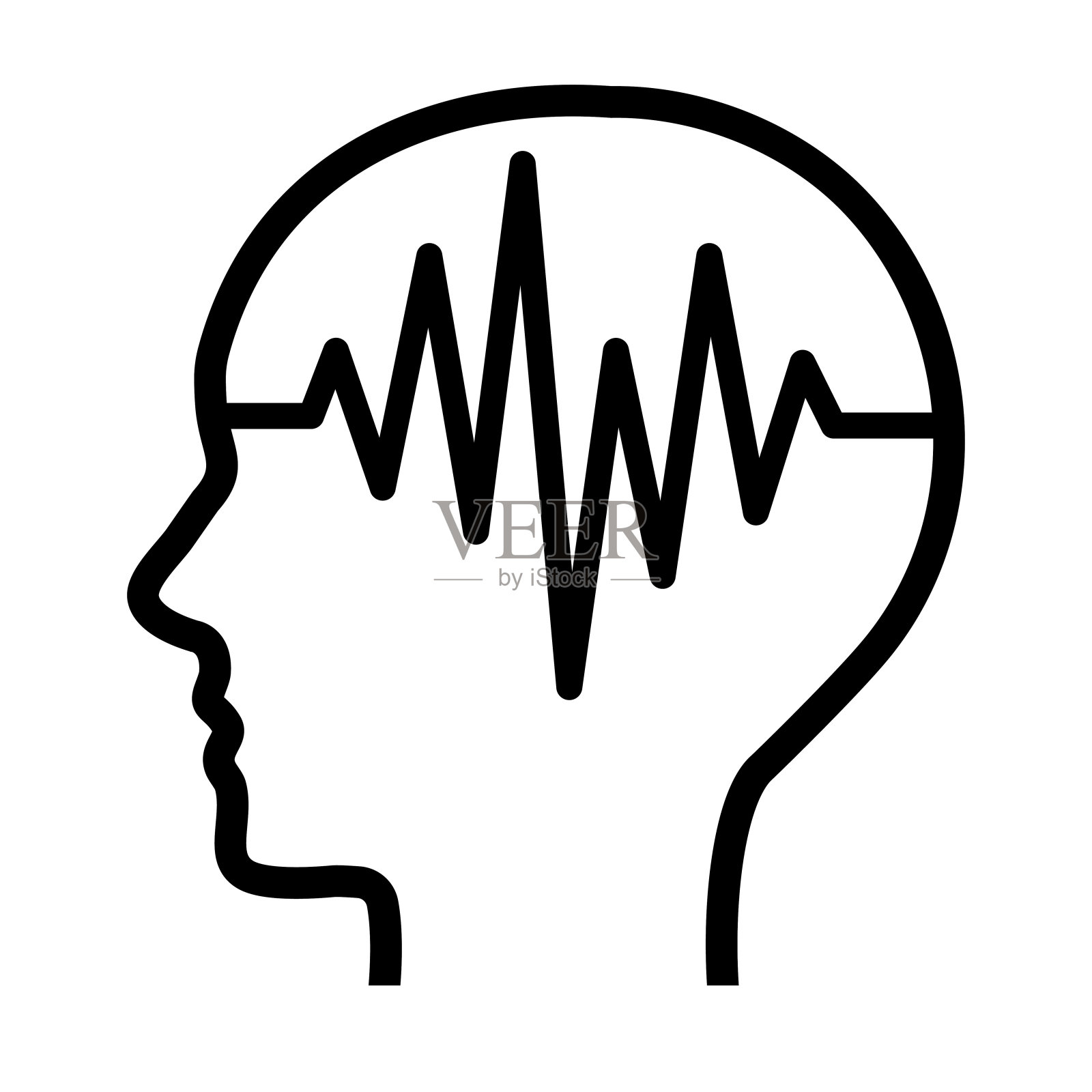 脑电波隔离矢量图标。插画图片素材