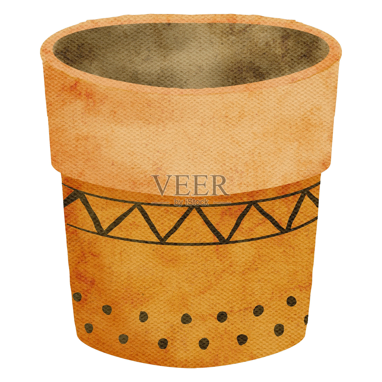 水彩可爱的花盆插画图片素材