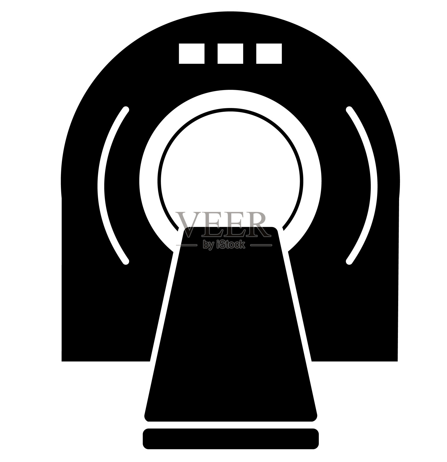 白色背景上的断层扫描图标。x射线电子标志。核磁共振扫描仪符号。平的风格。插画图片素材