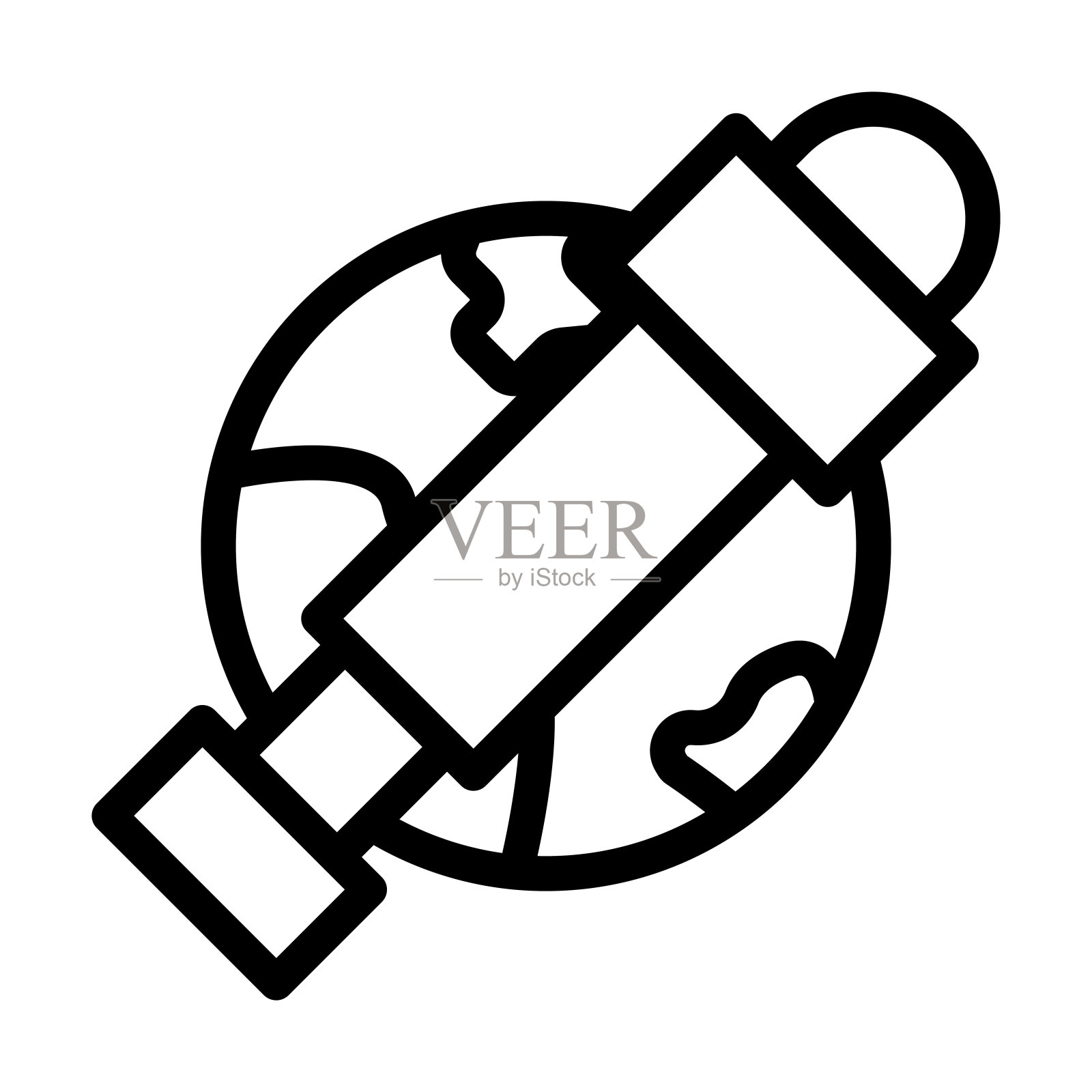 地理探索粗线图标插画图片素材