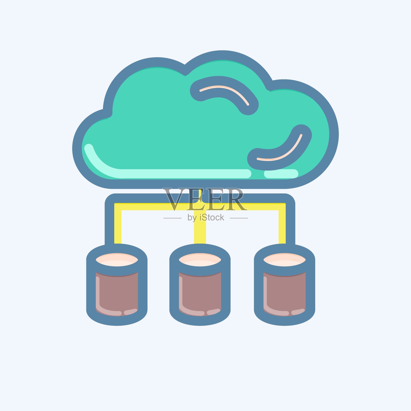 图标大数据。与机器学习符号相关。涂鸦风格。设计简单,可编辑。简单的说明。简单的矢量图标插画图片素材