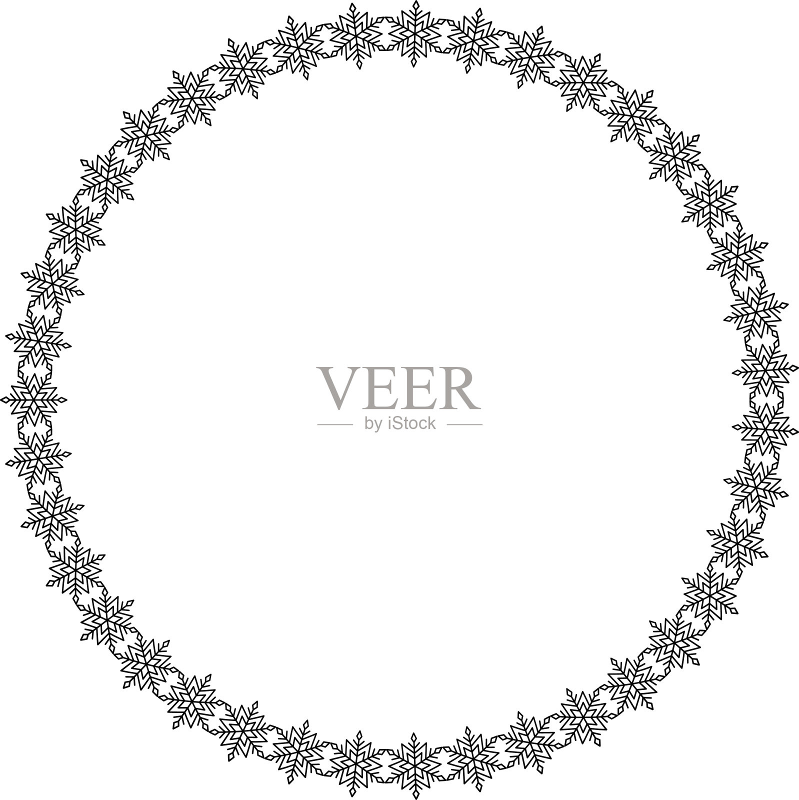 雪花圆框。冬天雪花圆缘。插画图片素材