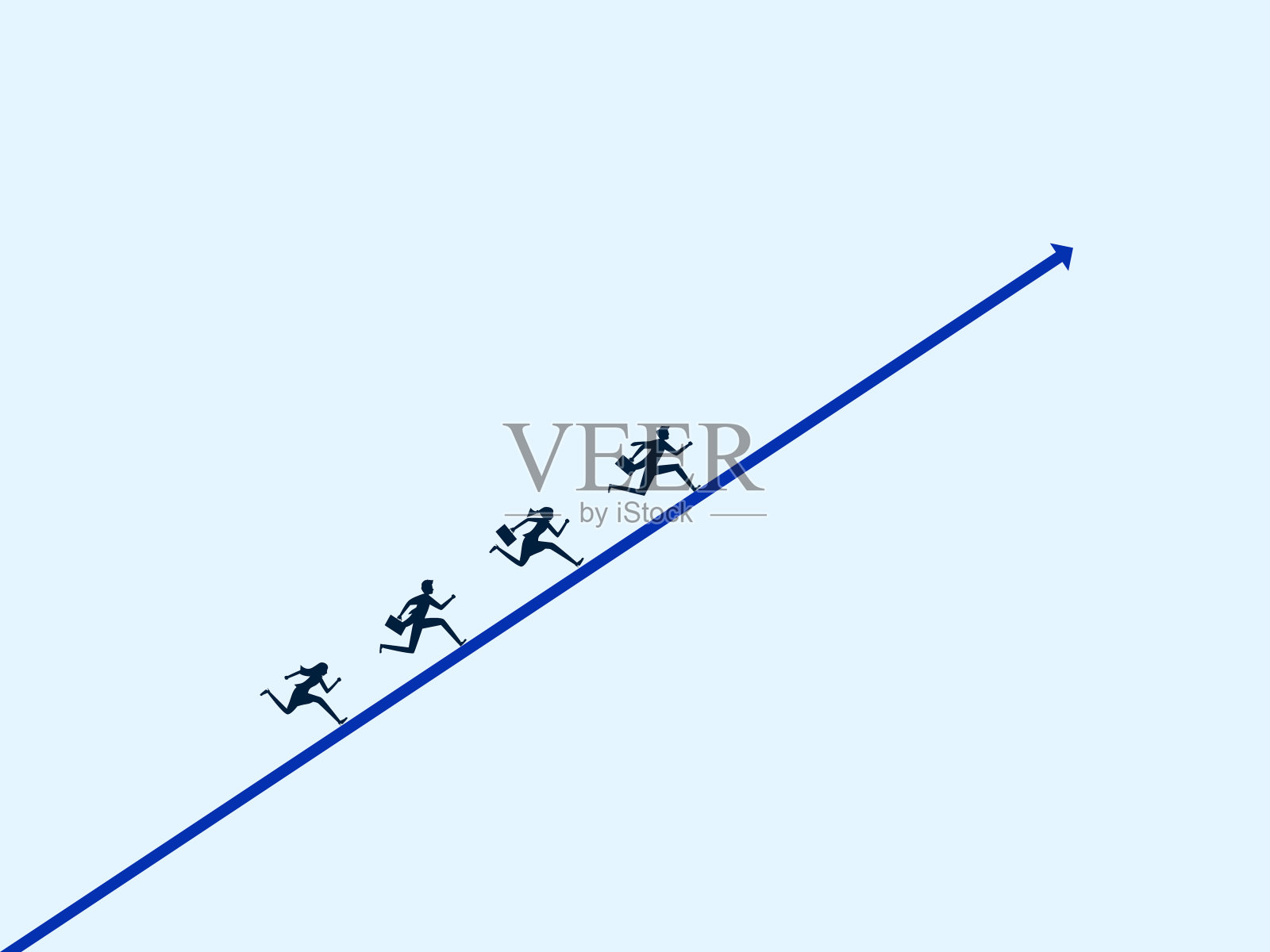 商人携增长之箭奔跑。象征着一生的进步和发展插画图片素材
