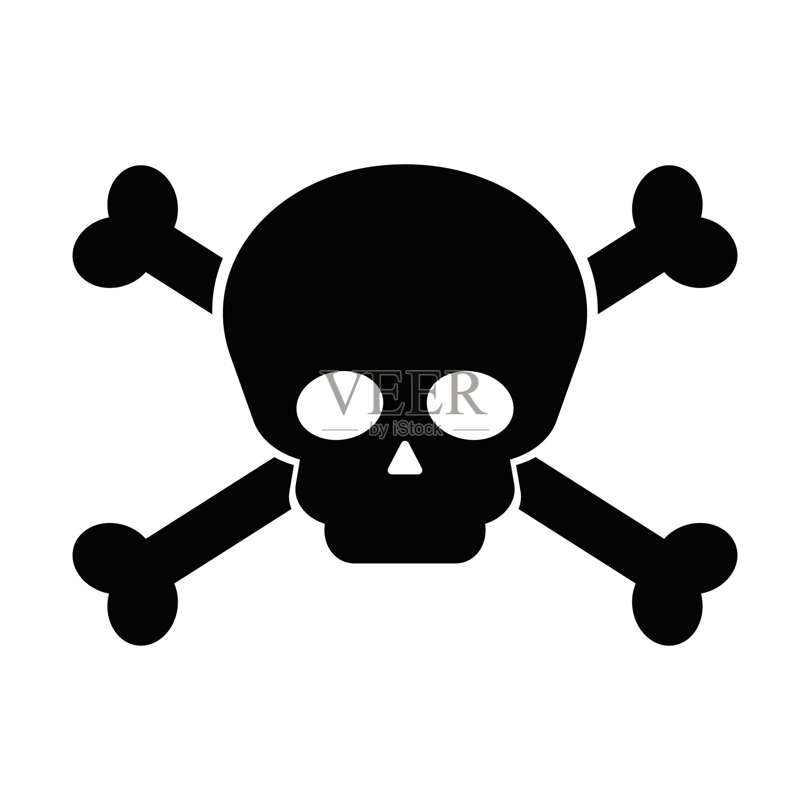 交叉的骨头和头骨。海盗和危险的图标。向量。插画图片素材