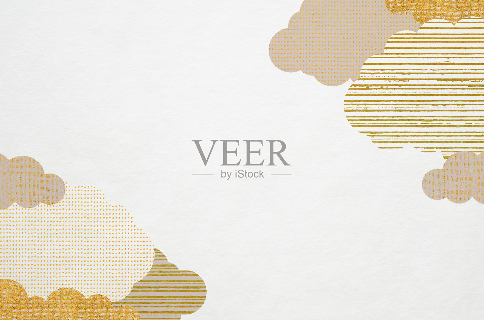 摘要washi纸纹理上的云景图案插画图片素材