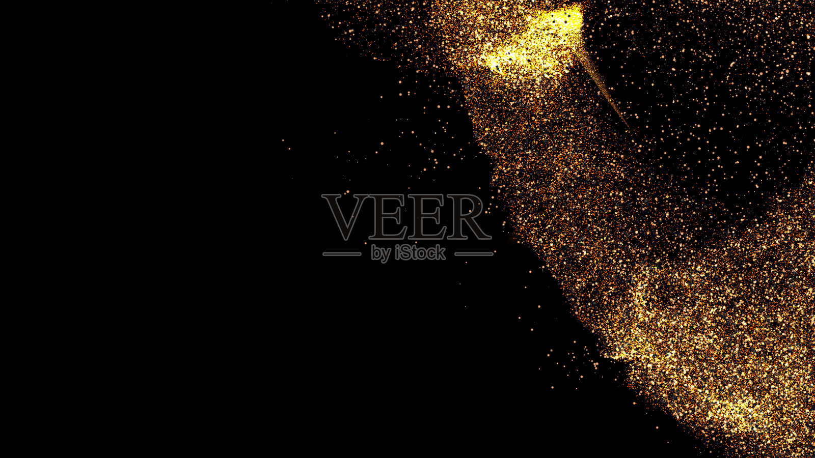 金粉被风吹散了。金颗粒的三维插图照片摄影图片