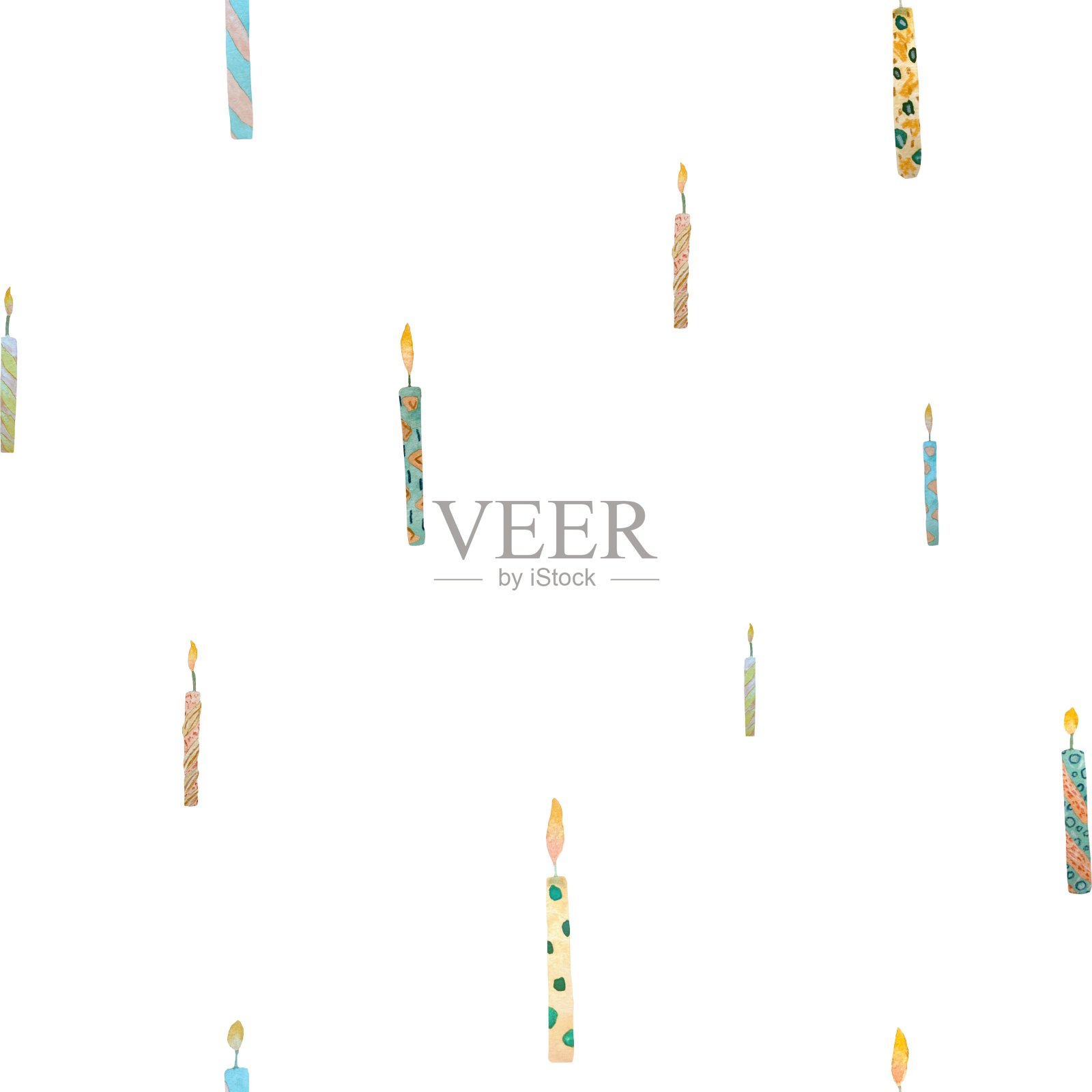 蜡烛生日可爱素描图案水彩插画图片素材