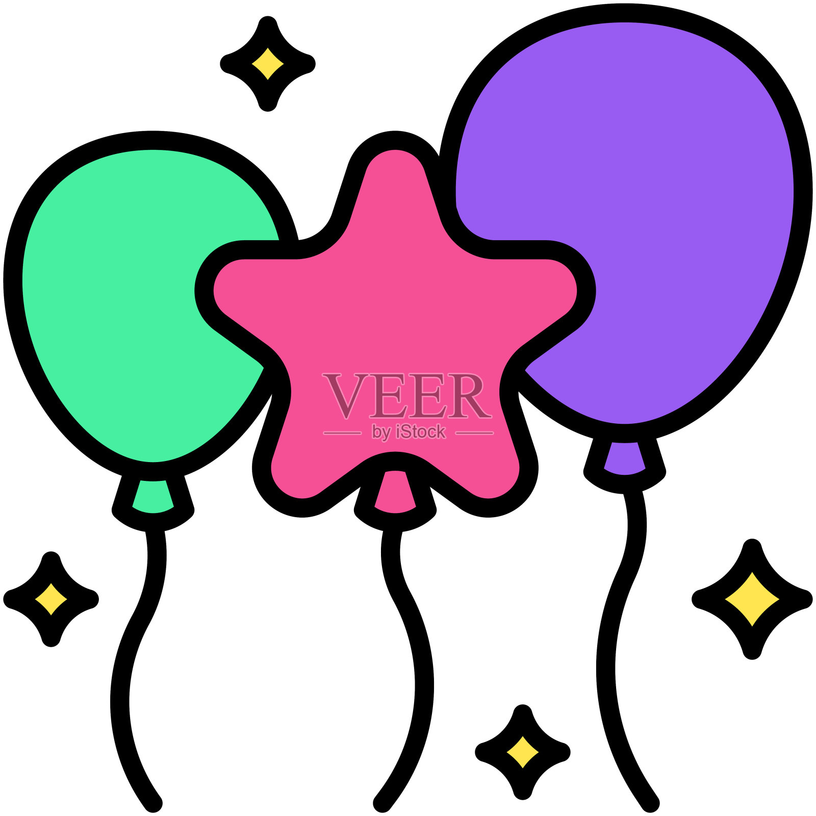 气球图标,新年相关的矢量插画图片素材