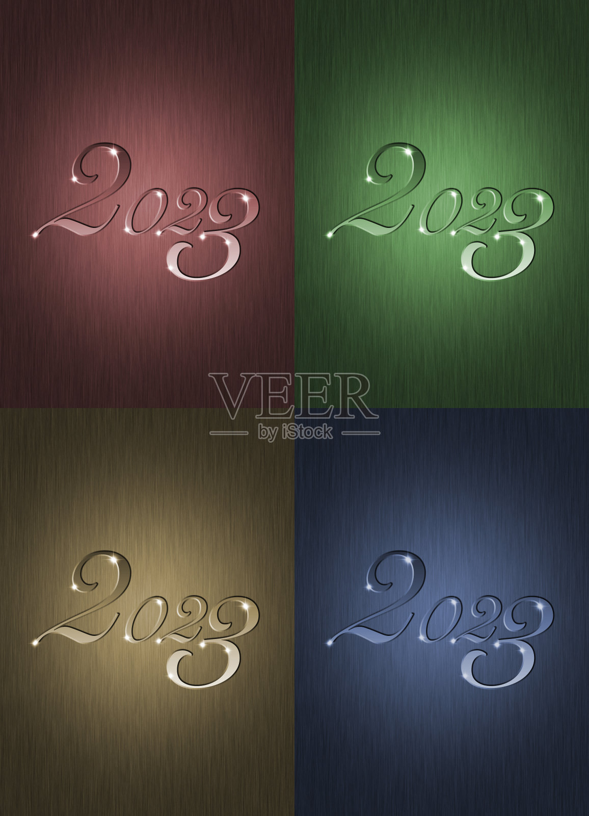 彩色创意2023新年电子贺卡设计。插画图片素材