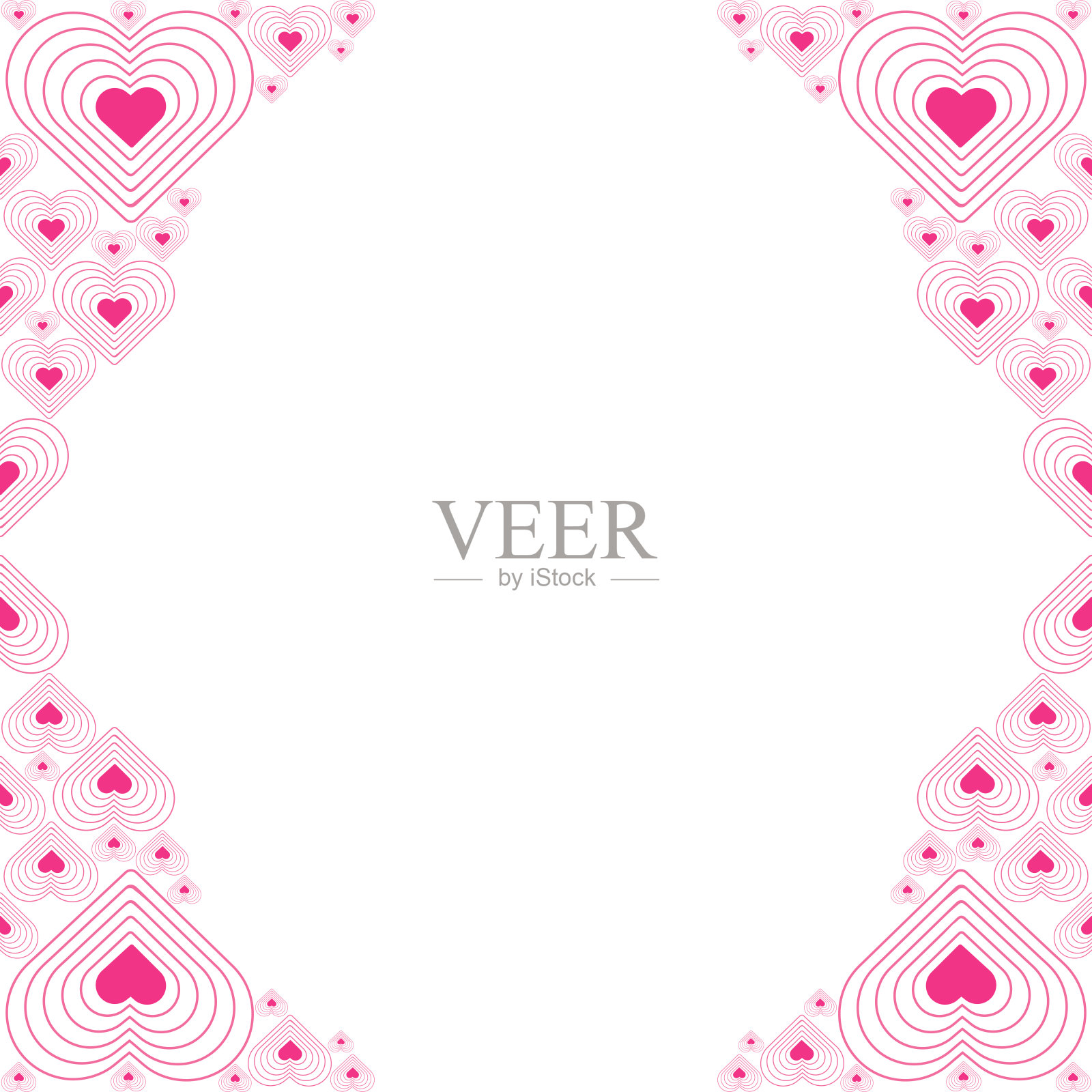 浪漫的心爱框与美丽的装饰插画图片素材