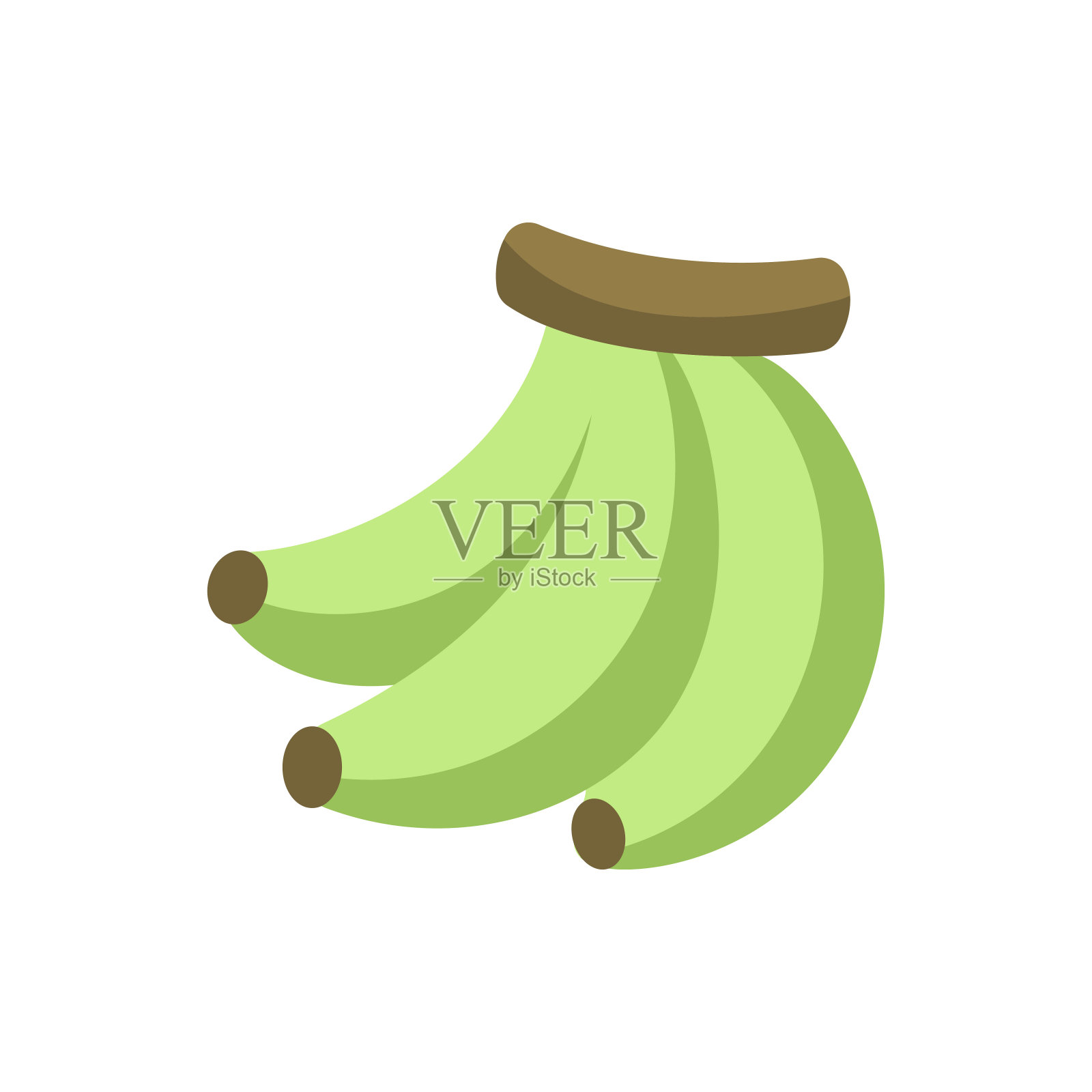 简单可爱的未成熟的绿色香蕉图标。水果平面矢量插图剪纸设计。插画图片素材
