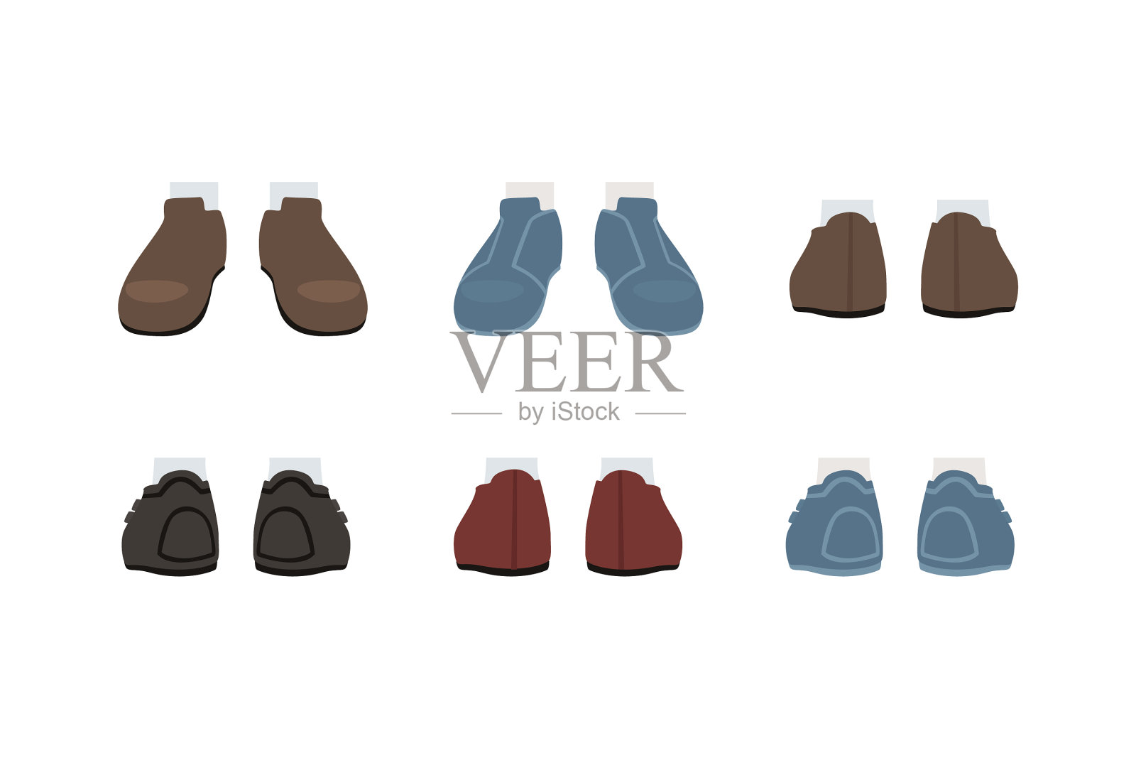 鞋类集时尚皮革男性鞋回来插画图片素材